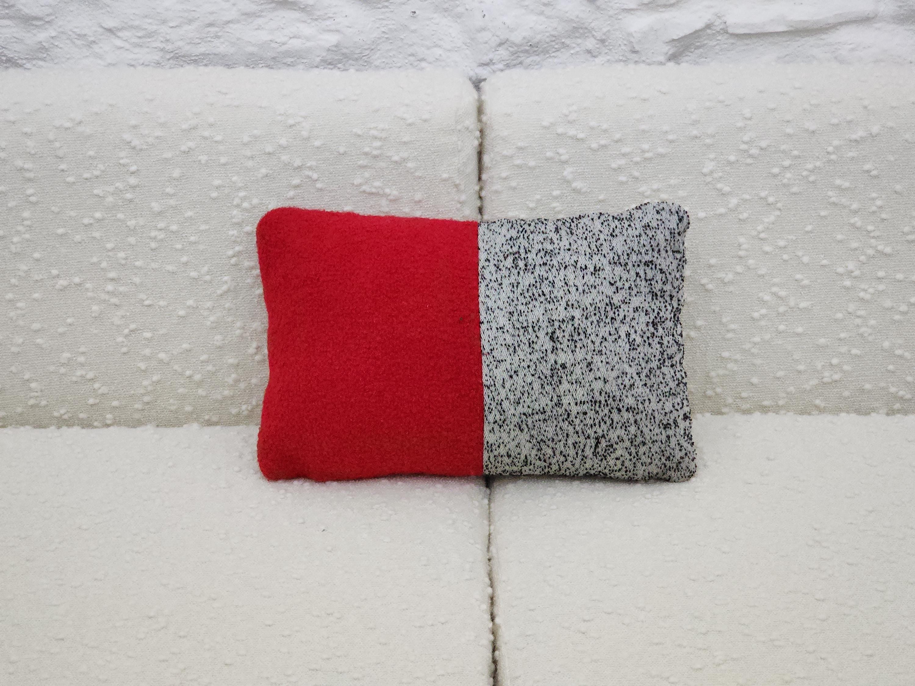 Rectangular Pillow Cushion Cover in Red and Heathered Black Italian Boucle