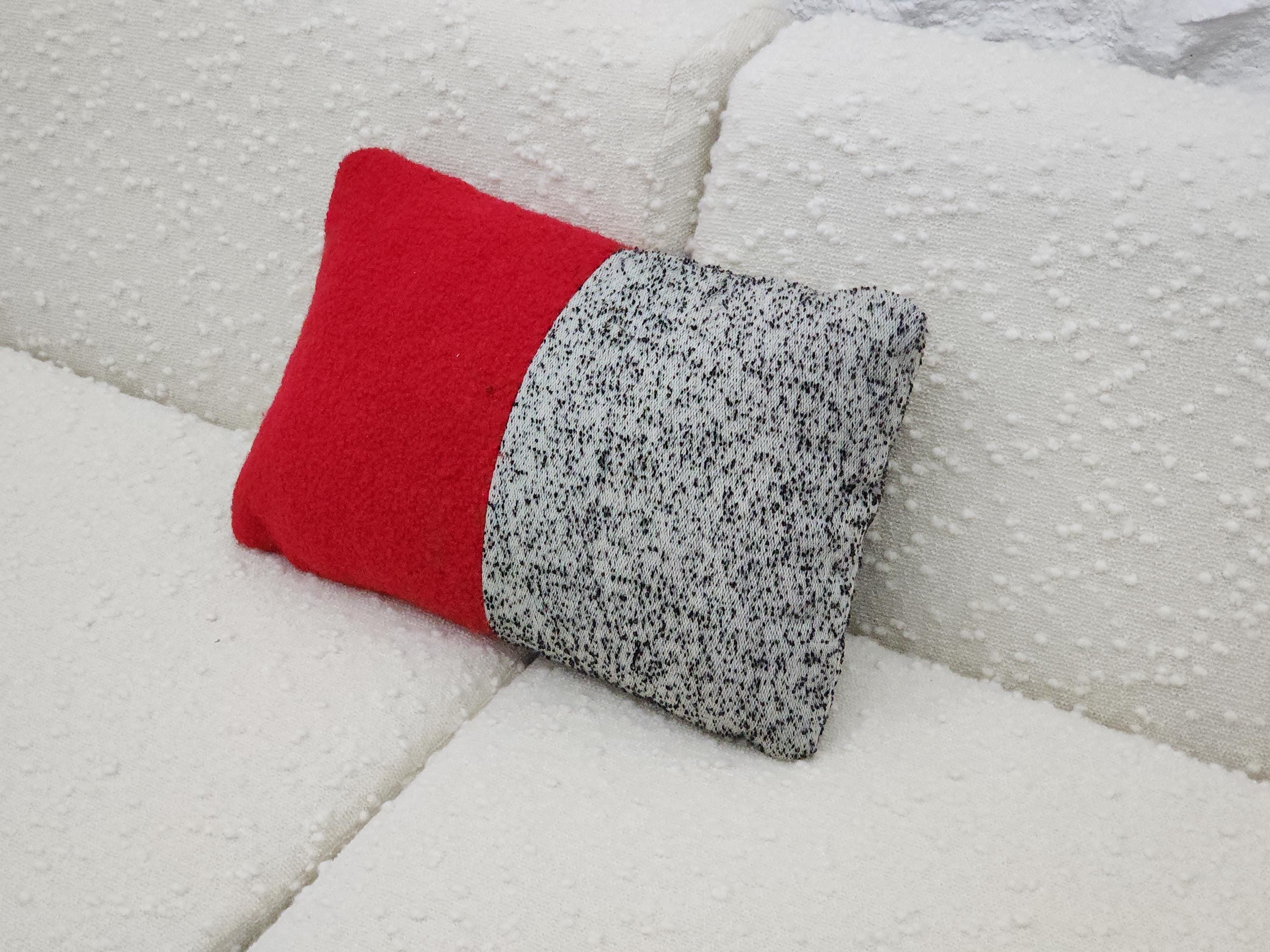 Rectangular Pillow Cushion Cover in Red and Heathered Black Italian Boucle