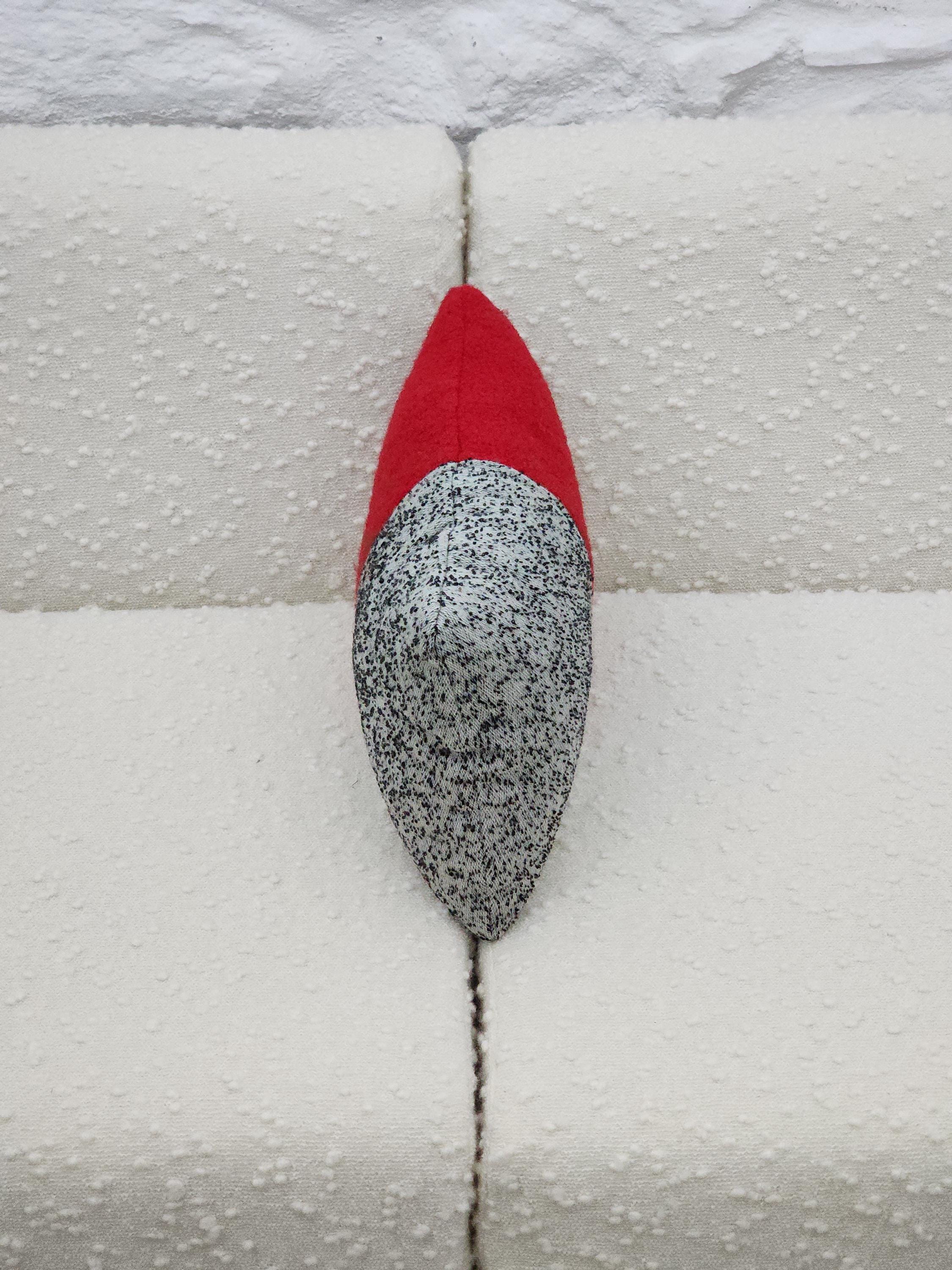 Rectangular Pillow Cushion Cover in Red and Heathered Black Italian Boucle