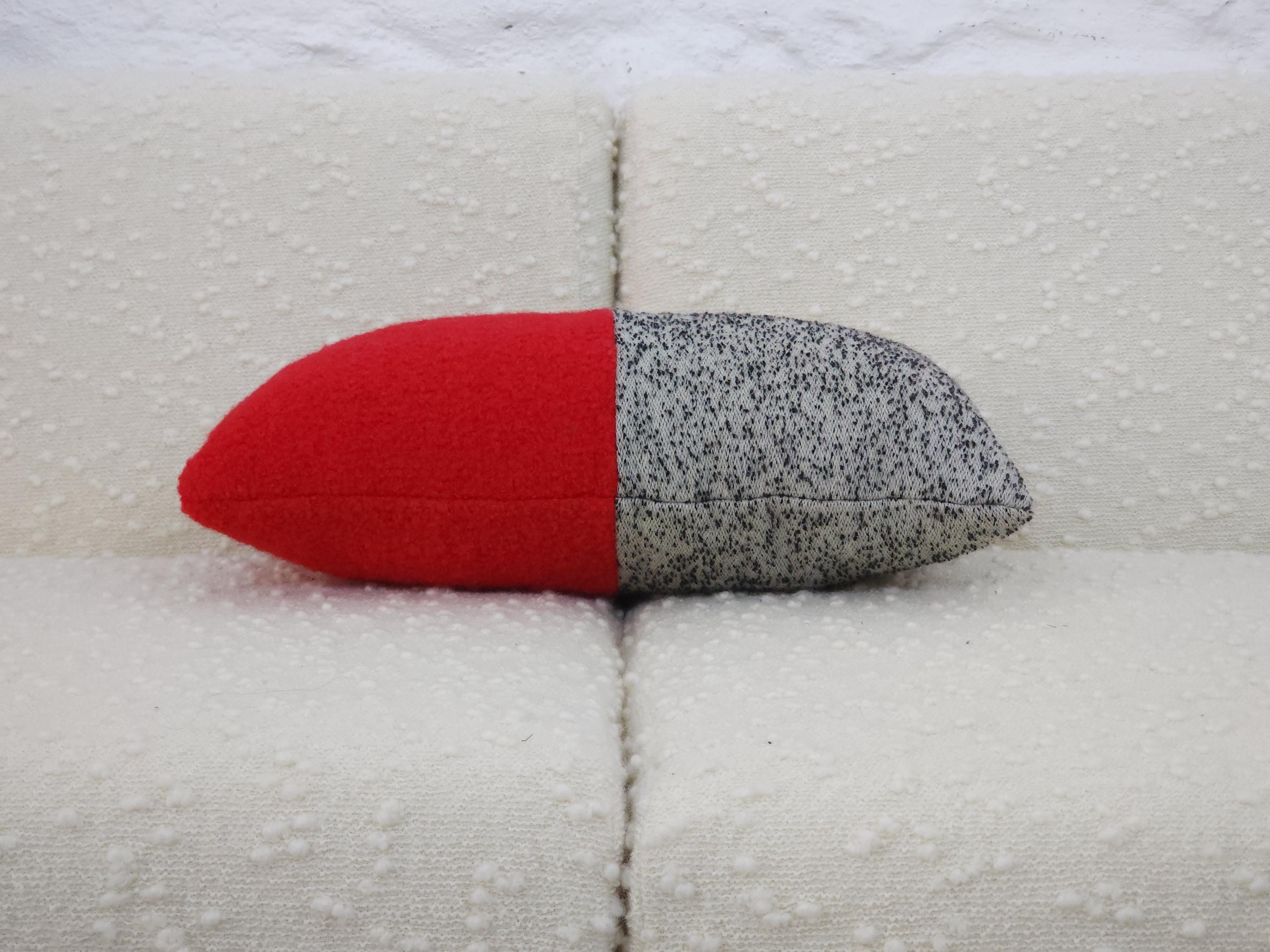 Rectangular Pillow Cushion Cover in Red and Heathered Black Italian Boucle