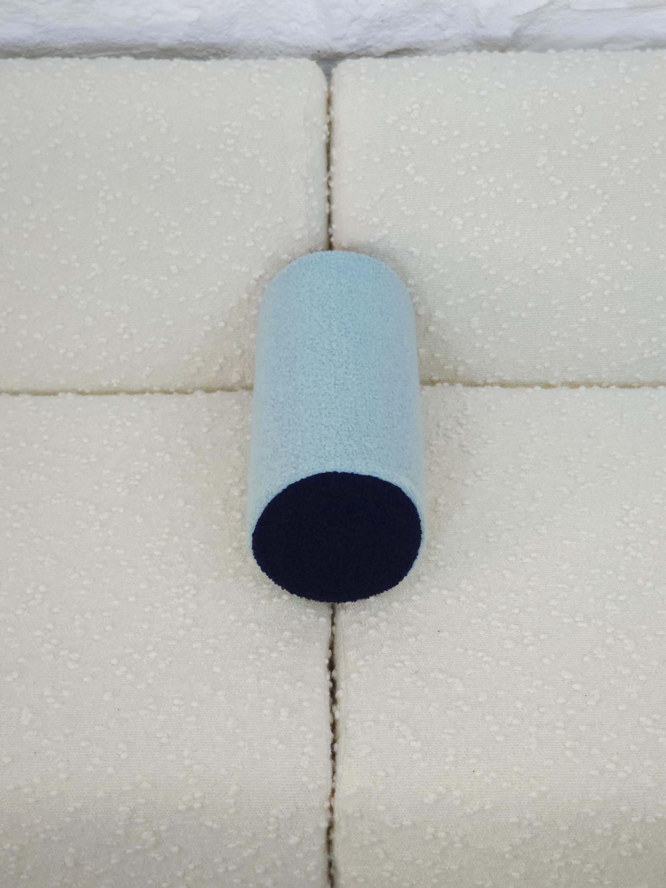 Bolster Pillow Cushion Cover in Light Blue and Navy Italian Boucle