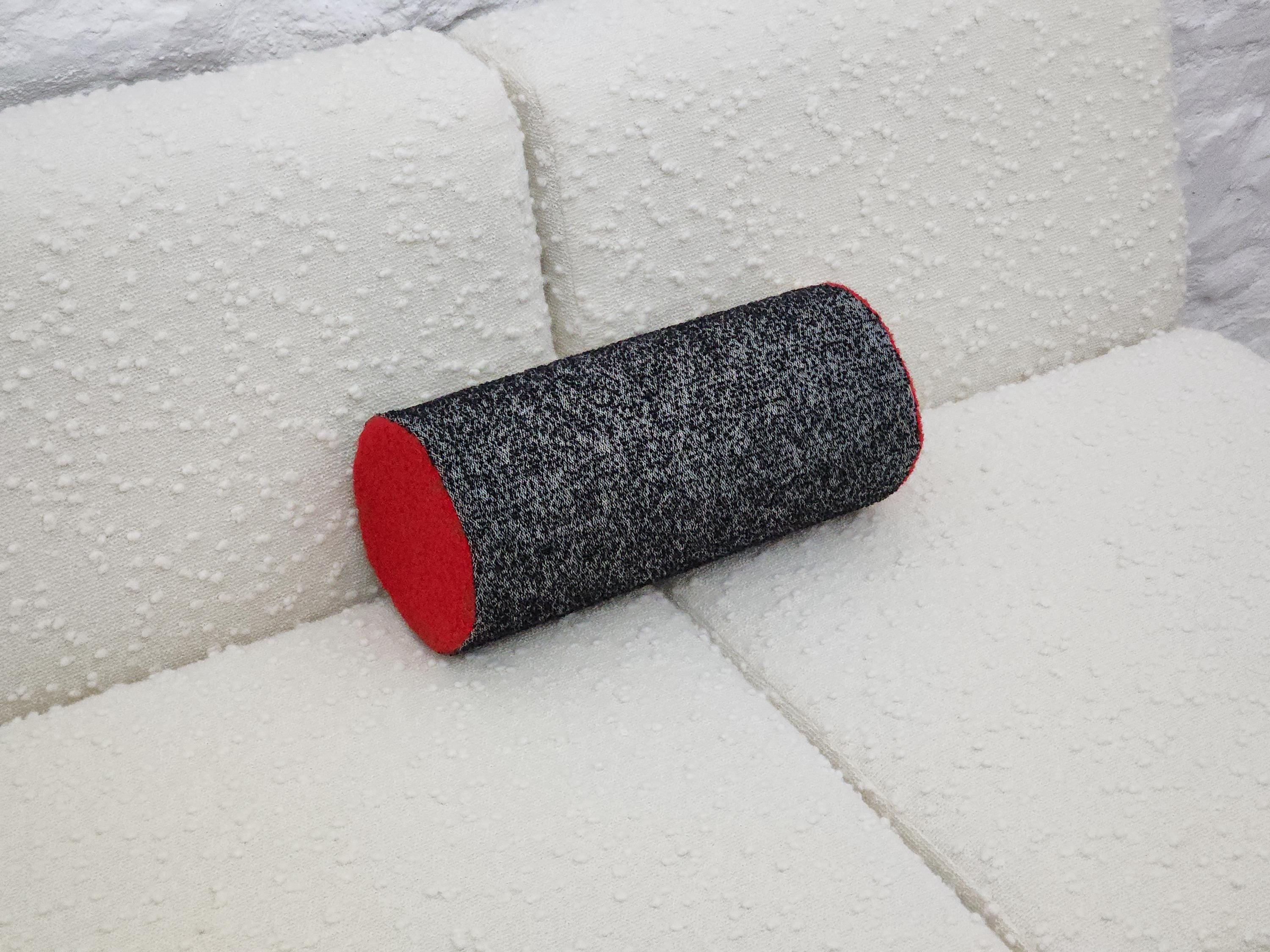 Bolster Pillow Cushion Cover in Heathered Black and Red Italian Boucle