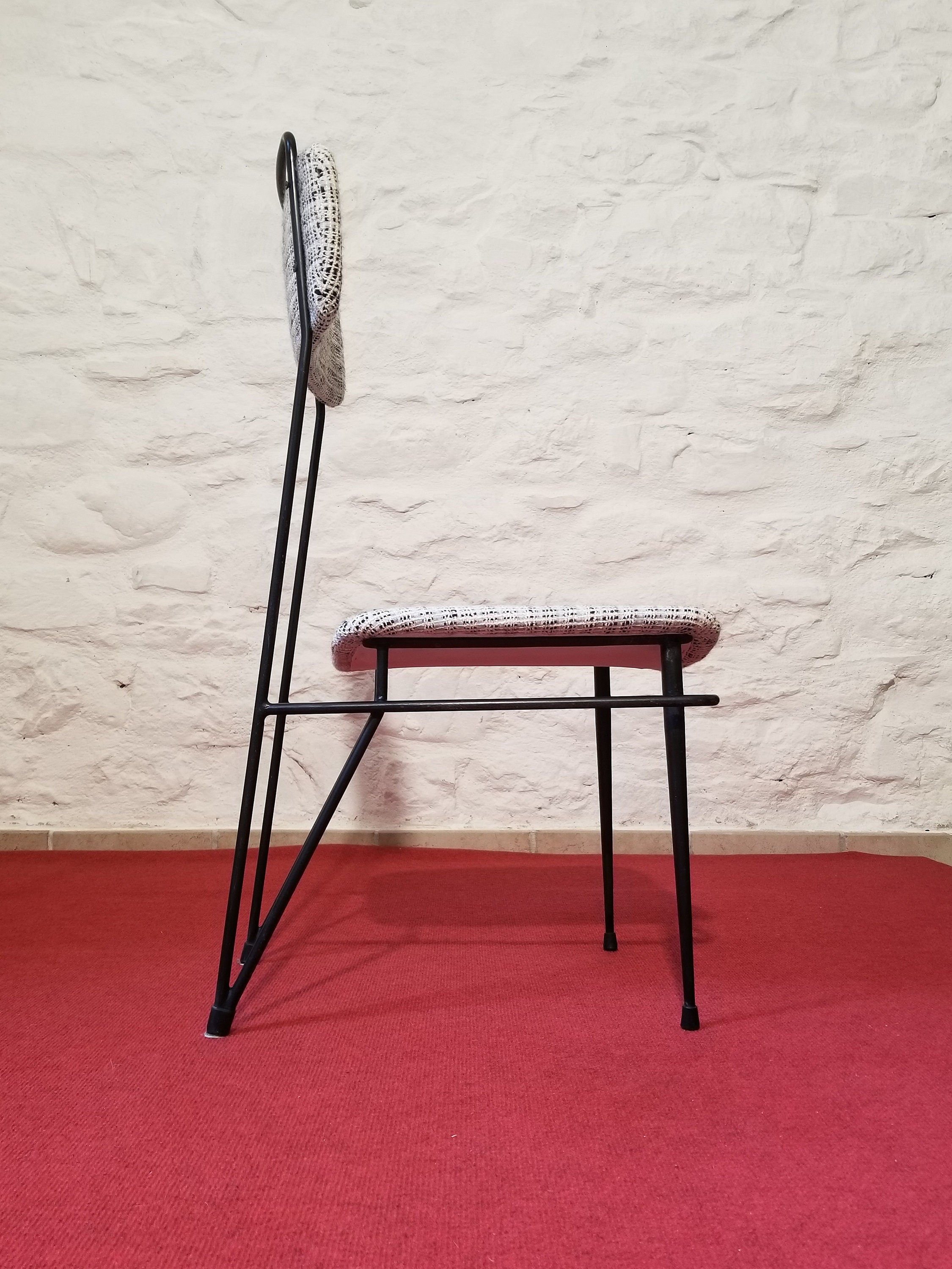 Vintage Bouclè Dining Chair in the Style of Studio BBPR | Italian Mid-century Modern | 1950s