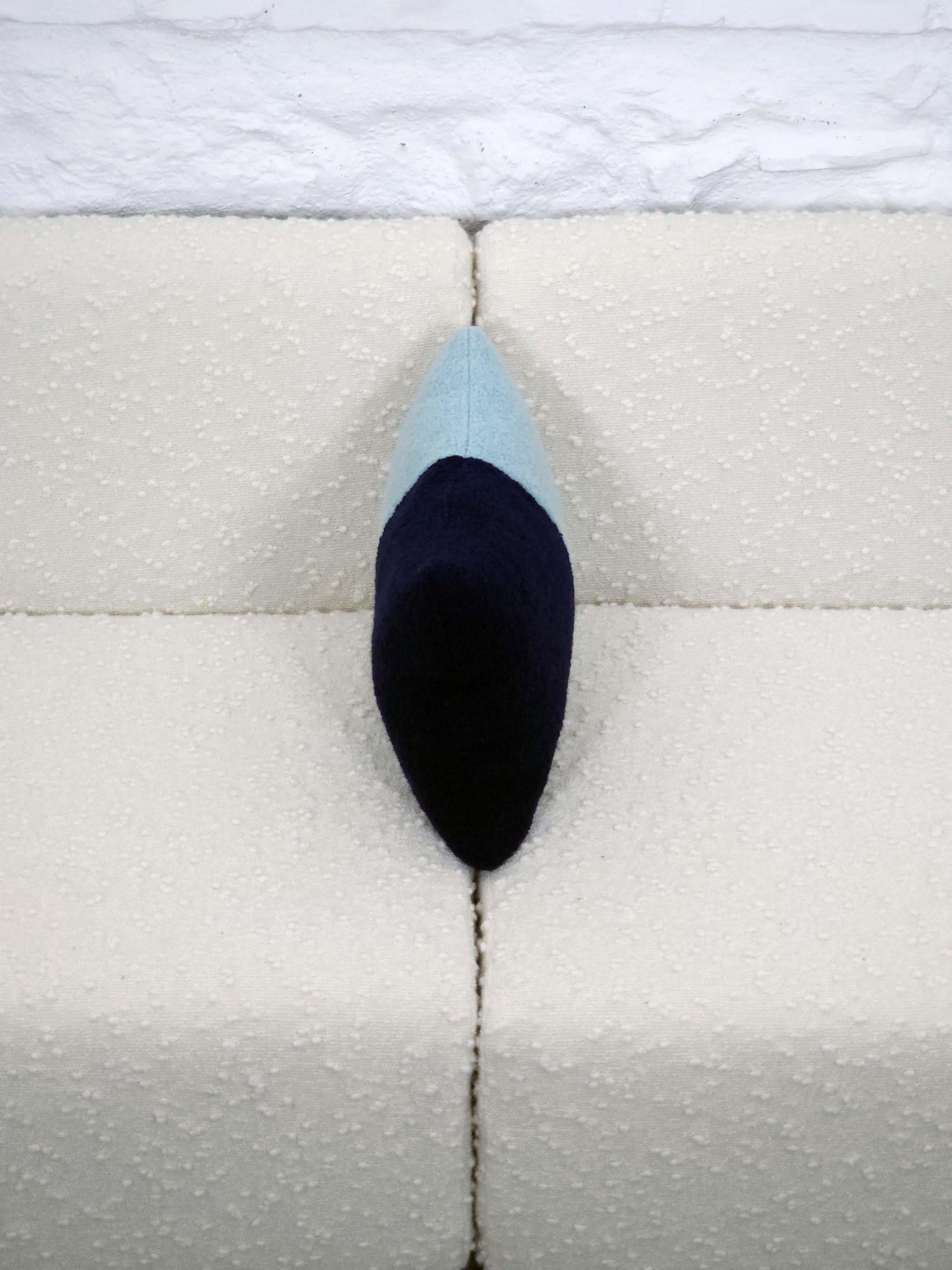 Rectangular Pillow Cushion Cover in Navy and Aqua Italian Boucle