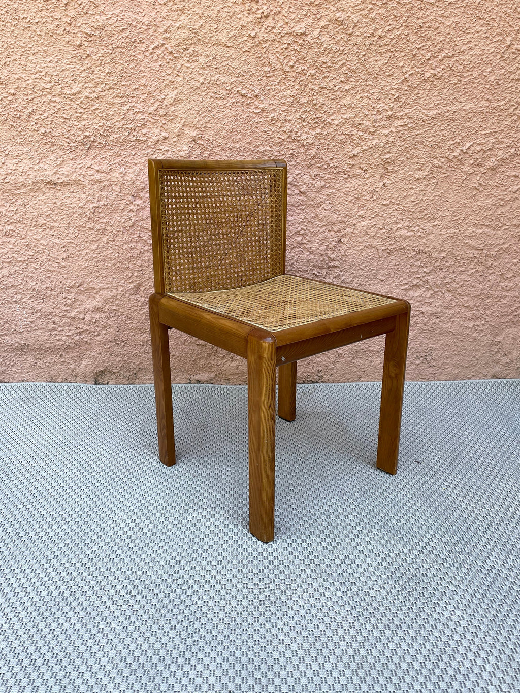 Wooden Caned Dining Side Chair | Italian Mid-century Modern | 1960s