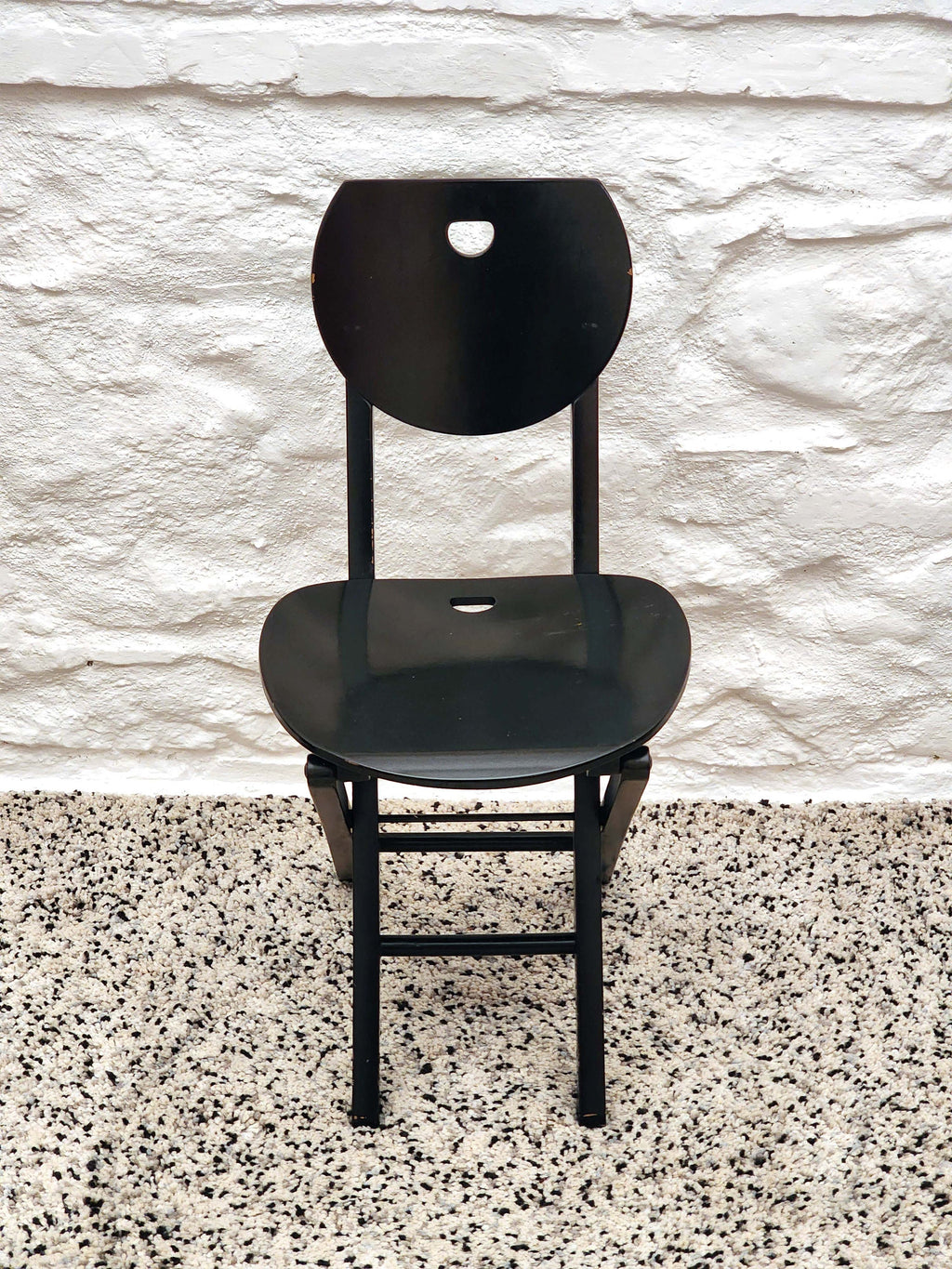 Wooden Folding Chair in Black | Postmodern Italian Design | 1980s