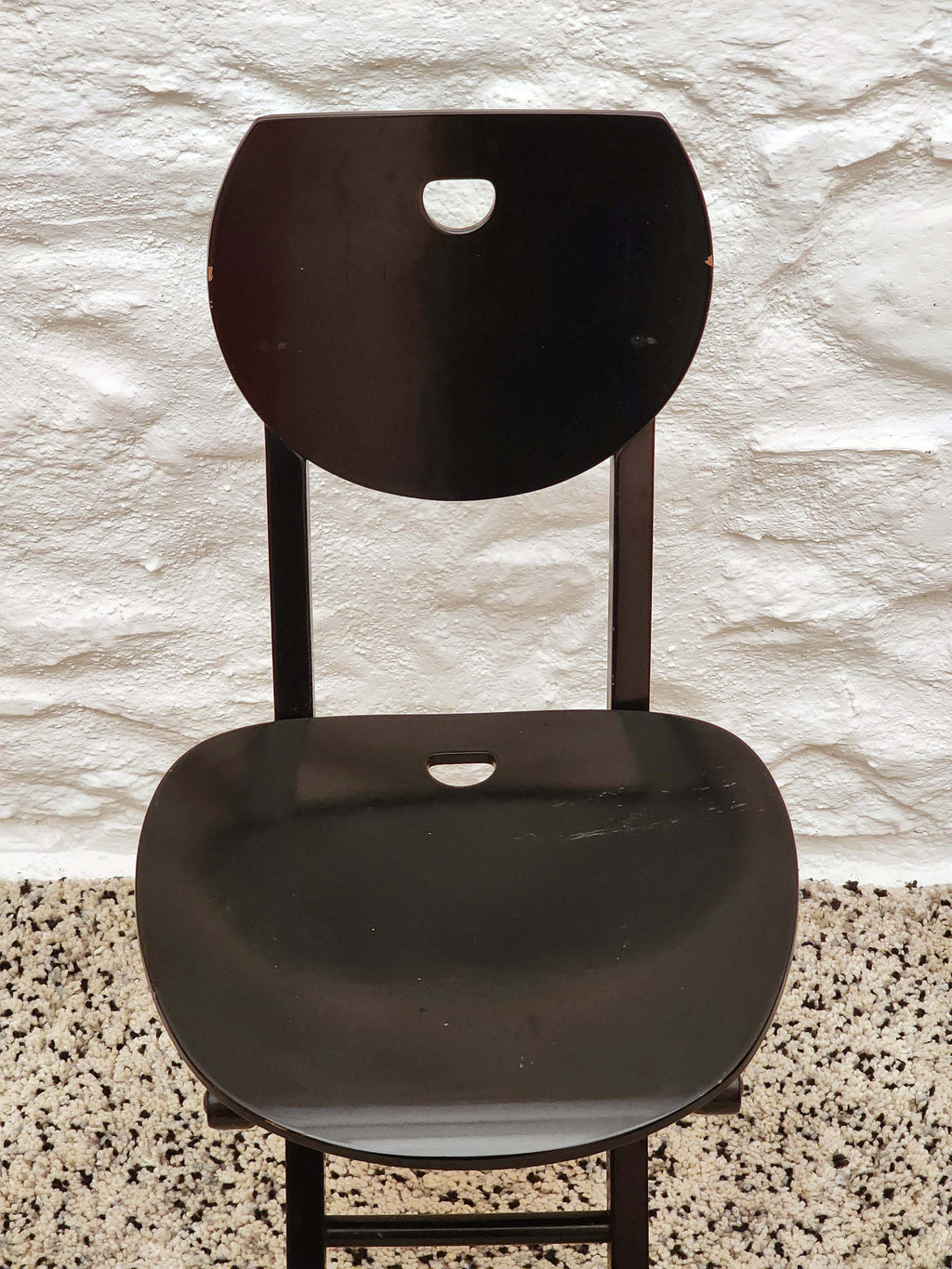 Wooden Folding Chair in Black | Postmodern Italian Design | 1980s