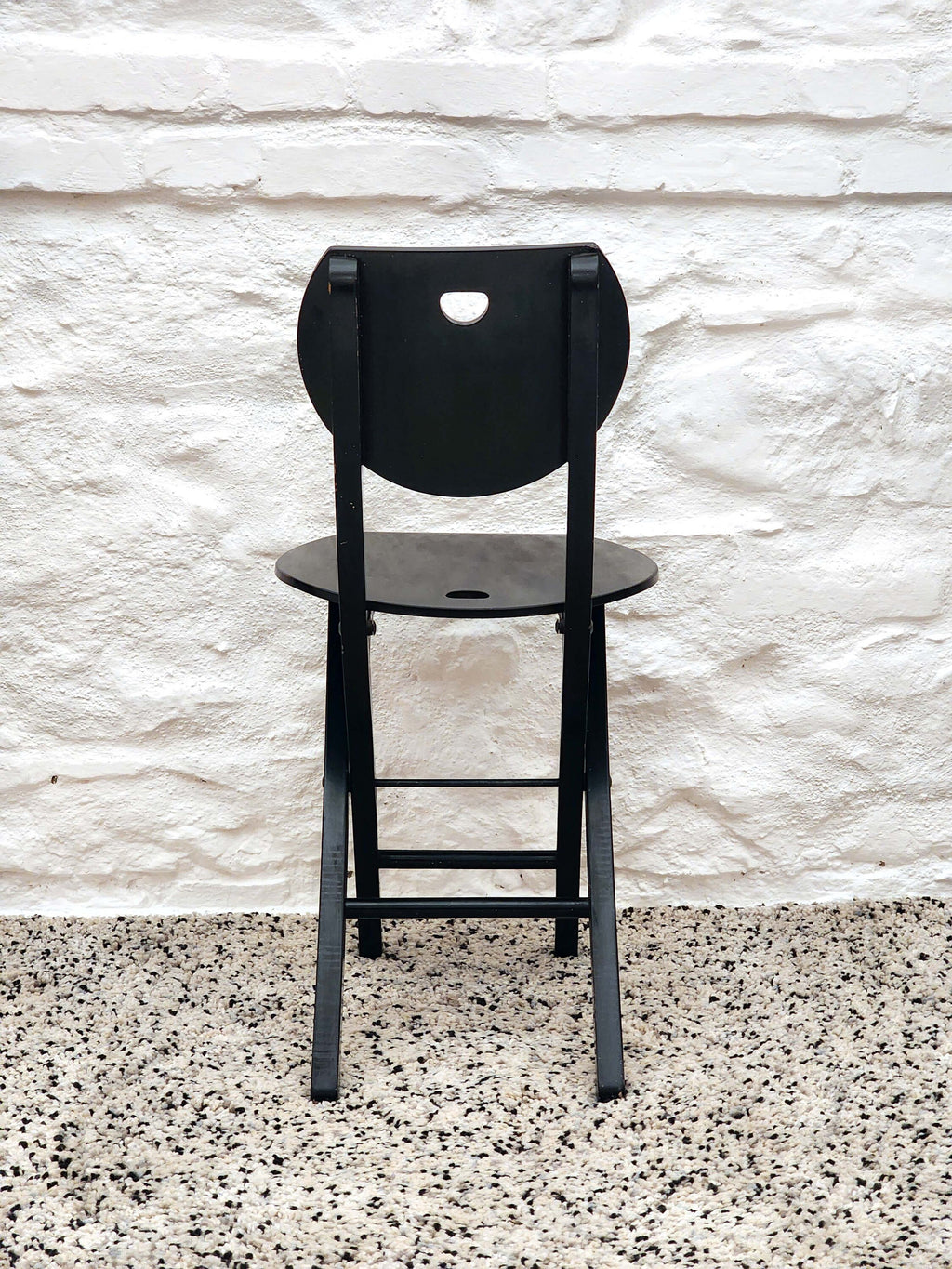 Wooden Folding Chair in Black | Postmodern Italian Design | 1980s