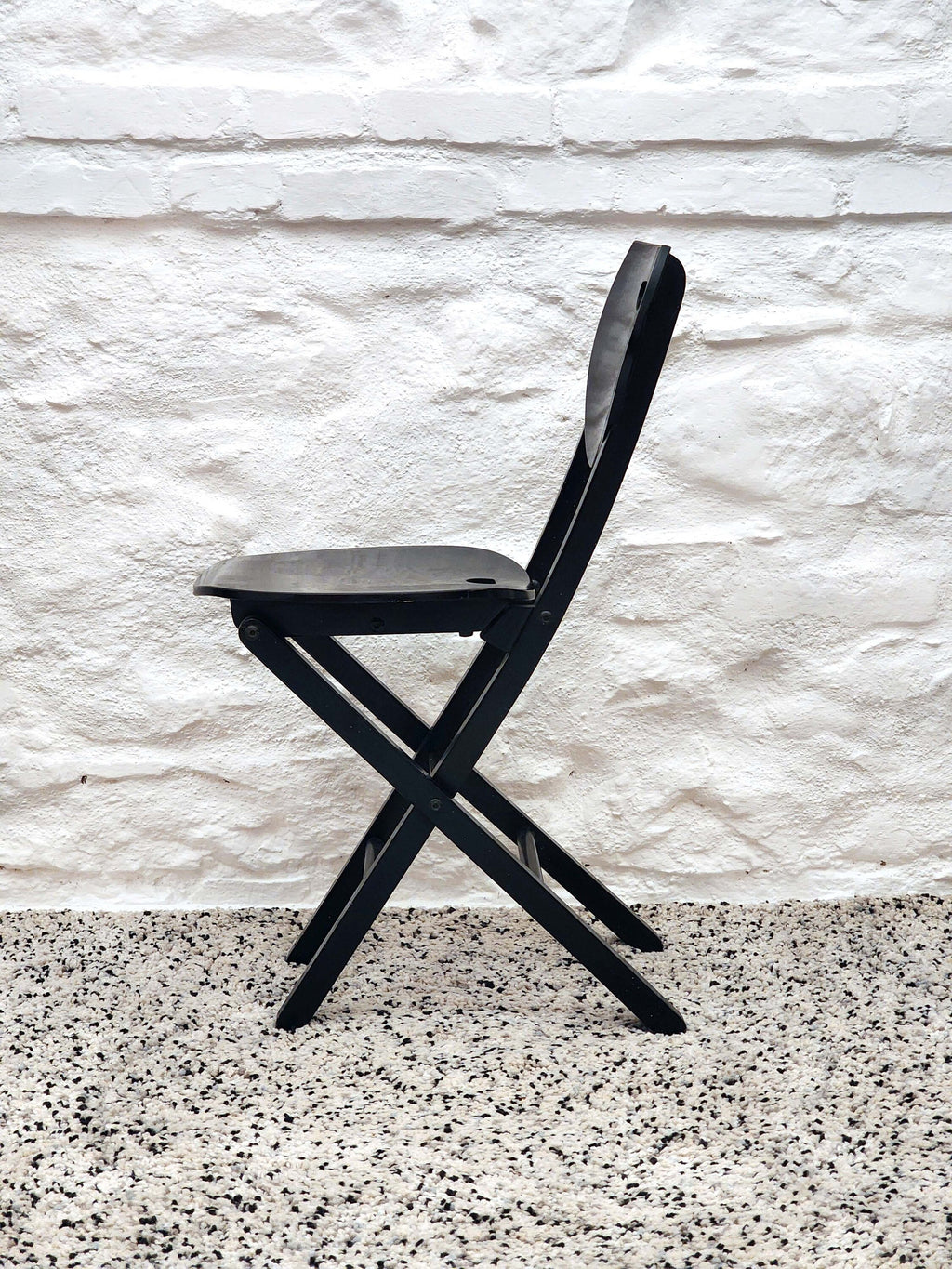 Wooden Folding Chair in Black | Postmodern Italian Design | 1980s