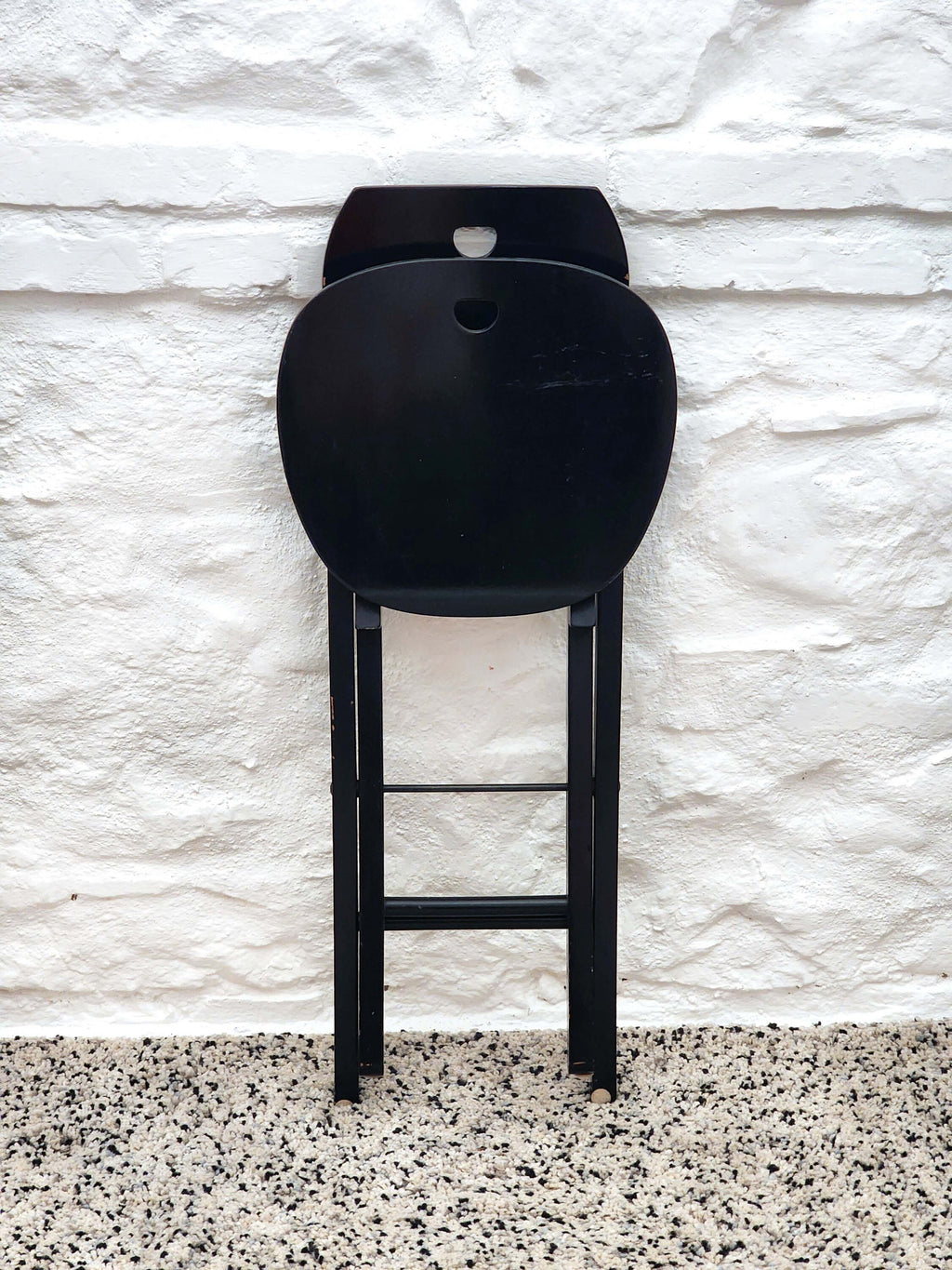 Wooden Folding Chair in Black | Postmodern Italian Design | 1980s