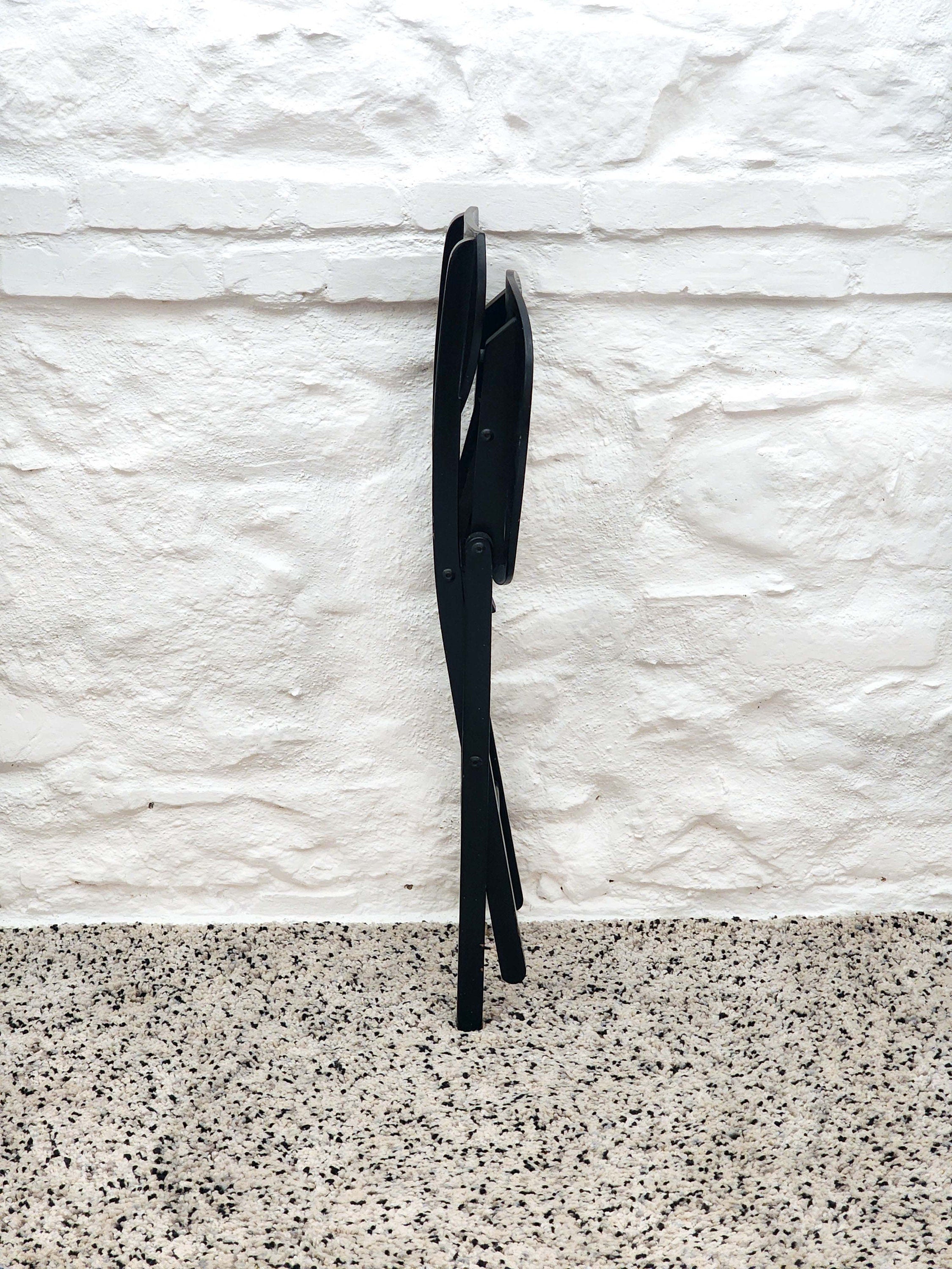 Wooden Folding Chair in Black | Postmodern Italian Design | 1980s