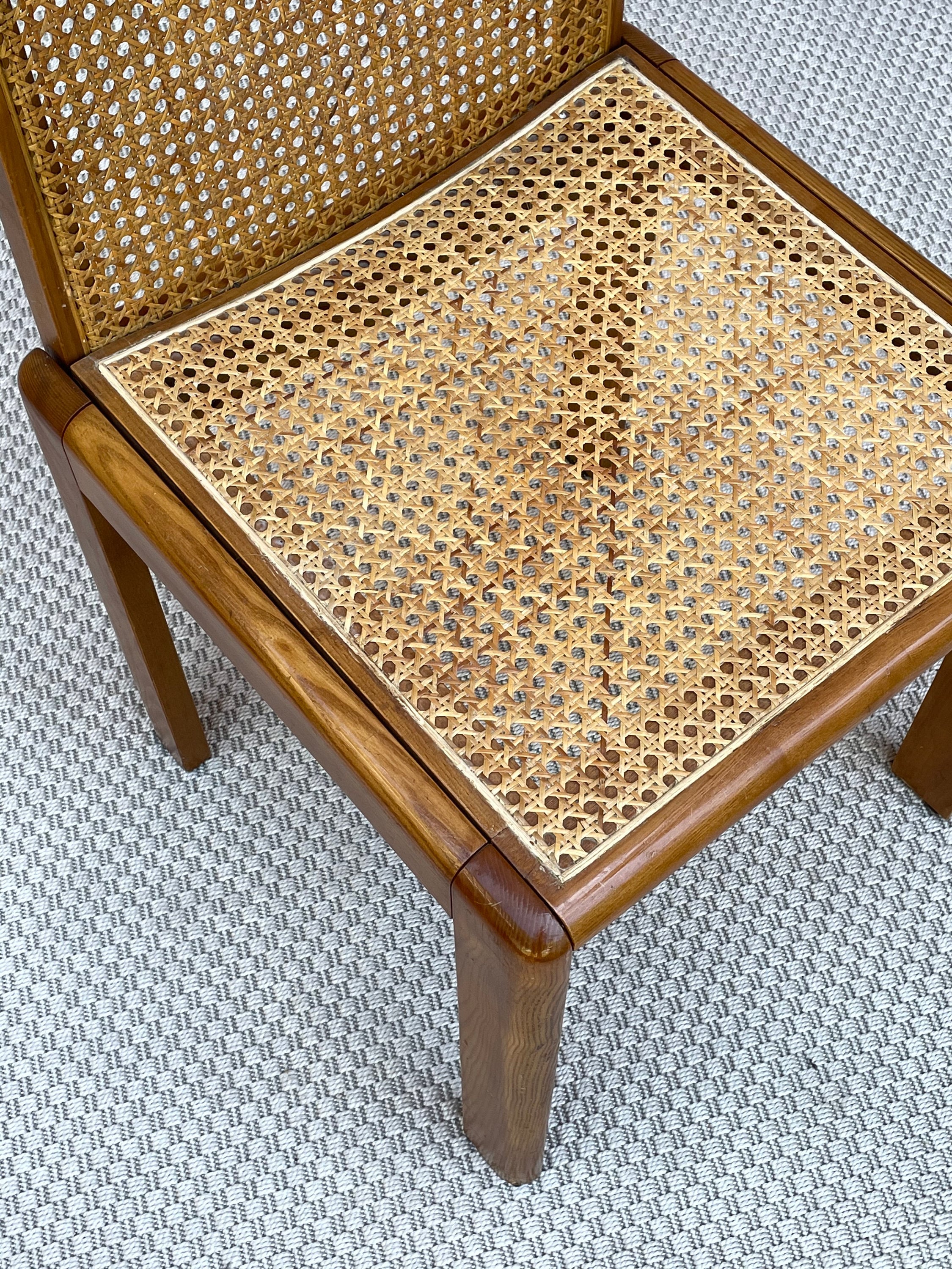 Wooden Caned Dining Side Chair | Italian Mid-century Modern | 1960s