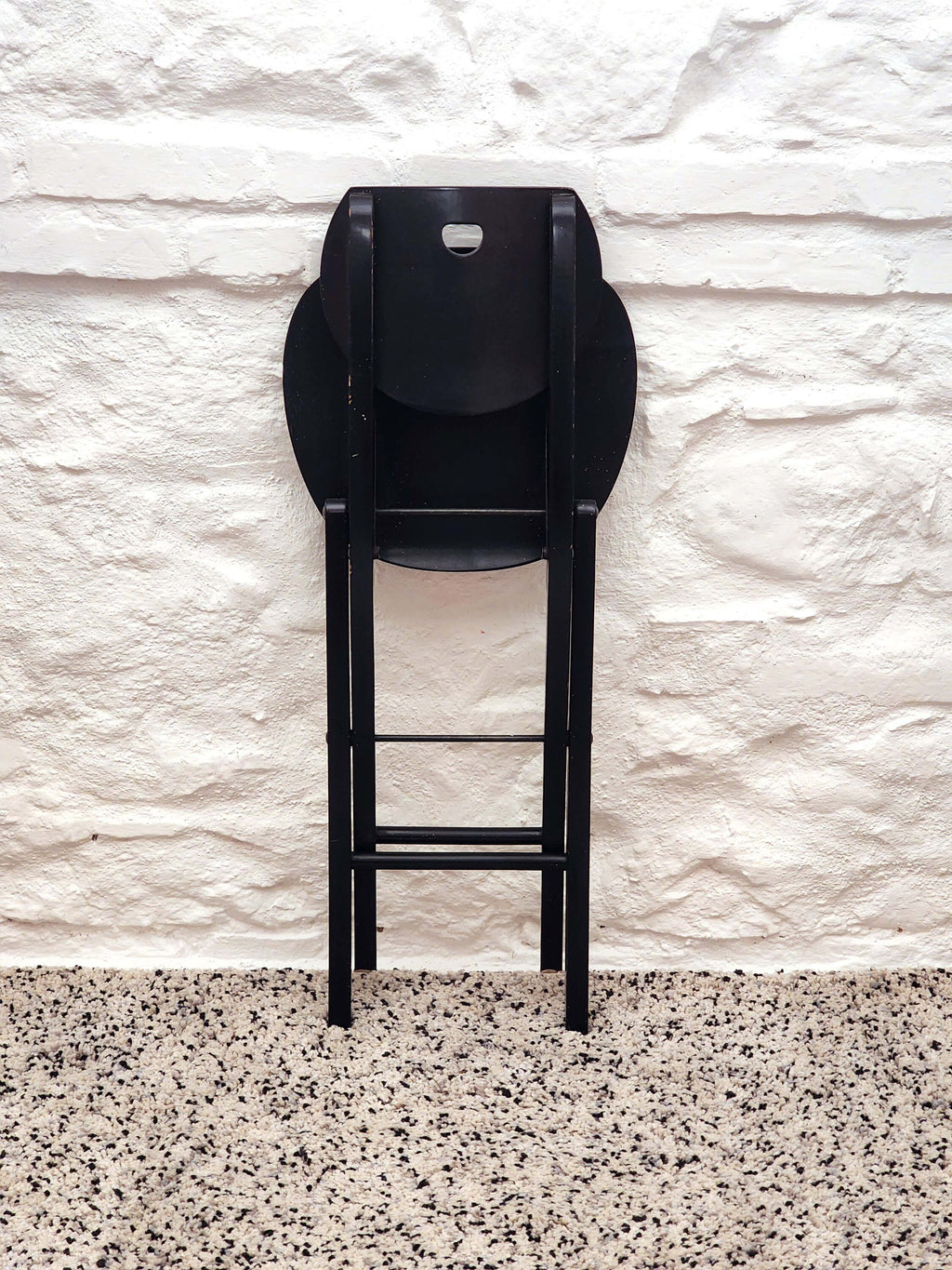 Wooden Folding Chair in Black | Postmodern Italian Design | 1980s