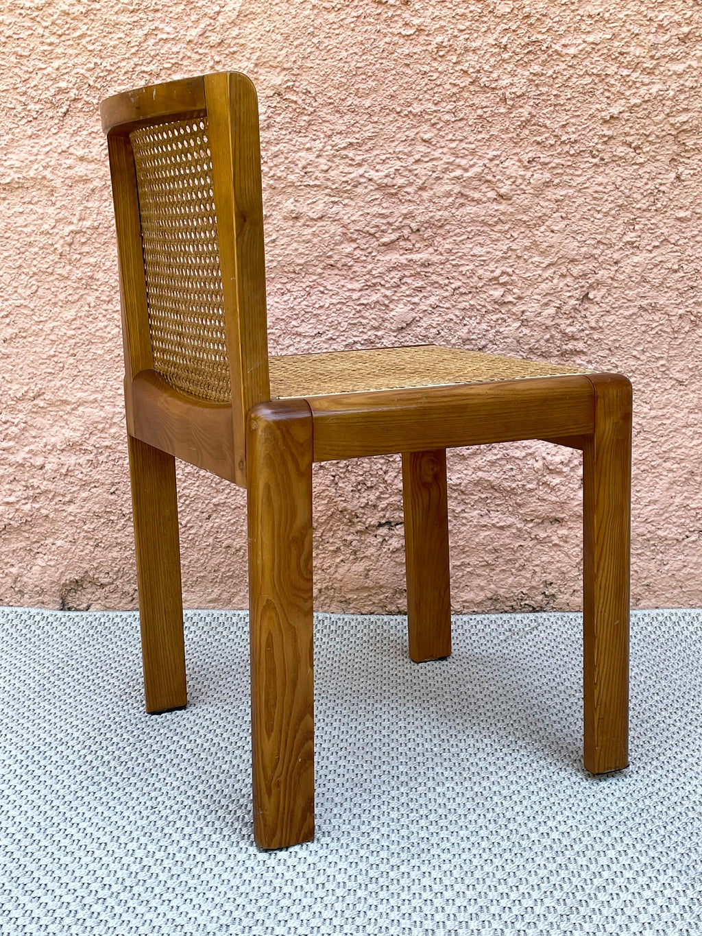 Wooden Caned Dining Side Chair | Italian Mid-century Modern | 1960s