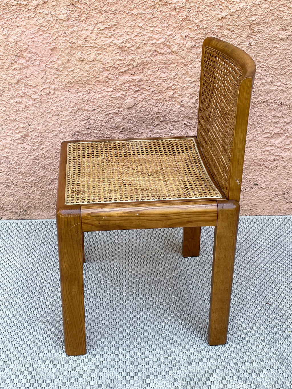 Wooden Caned Dining Side Chair | Italian Mid-century Modern | 1960s