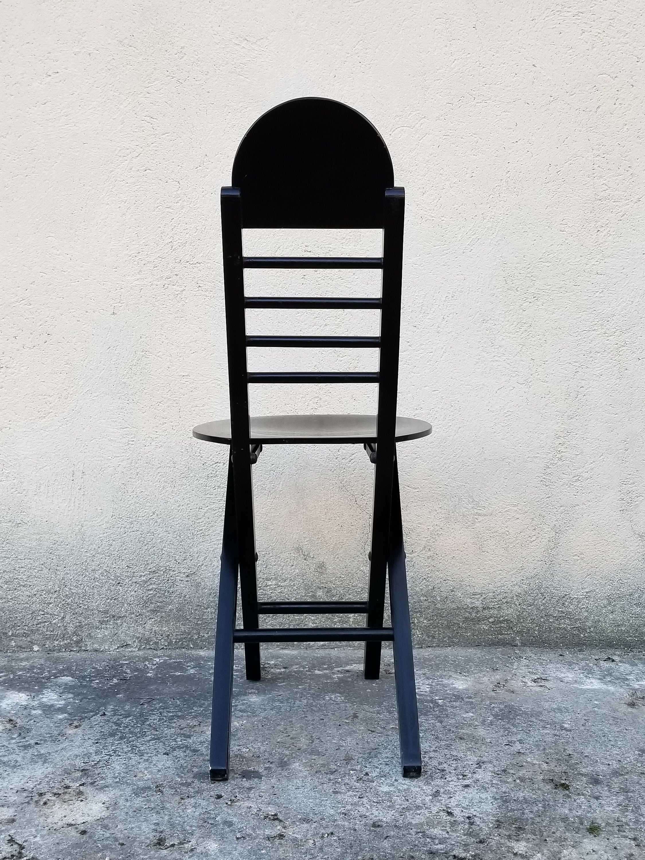 Wooden Folding Chair in Black | Postmodern Italian Design | 1980s