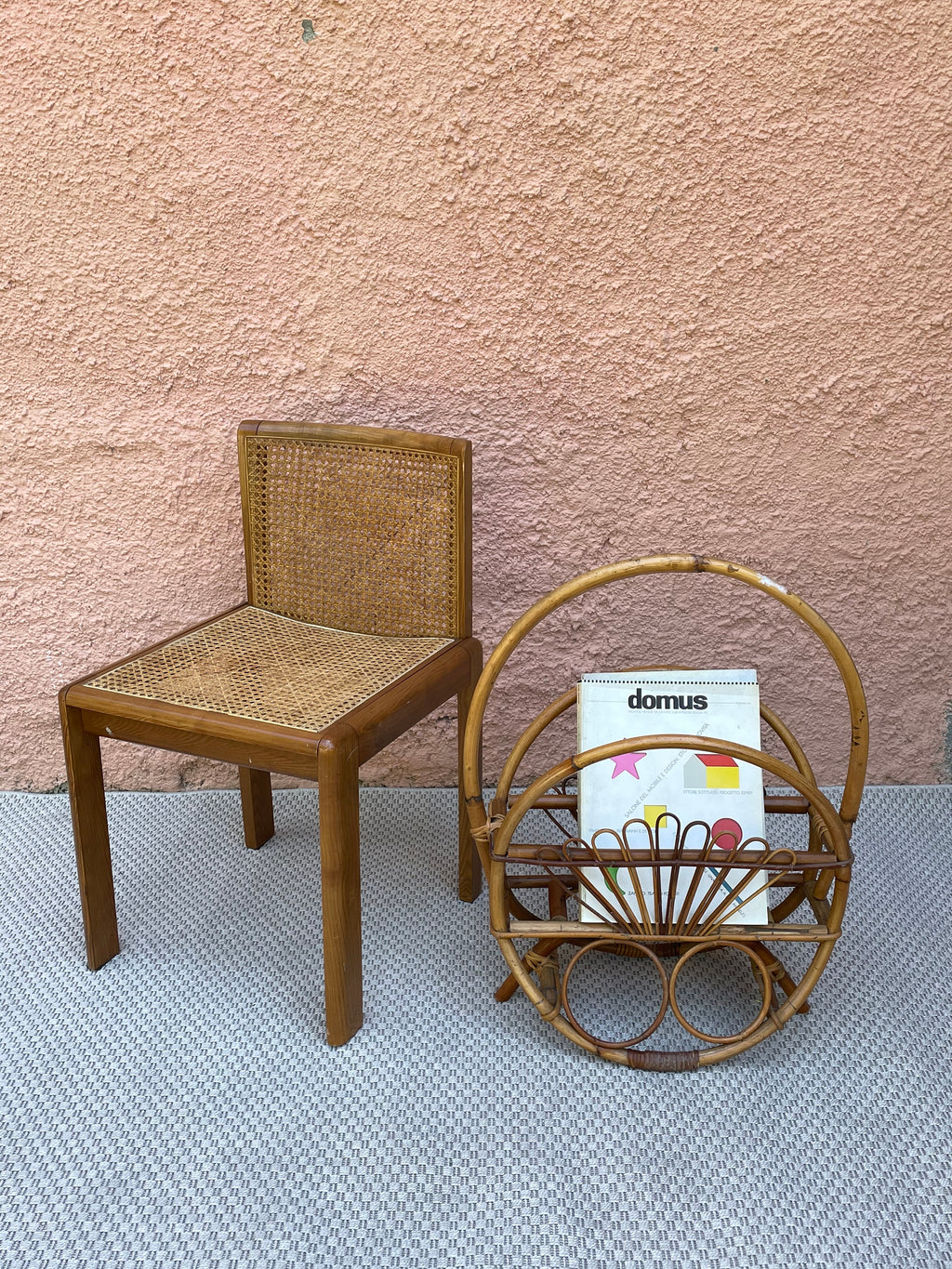 Wooden Caned Dining Side Chair | Italian Mid-century Modern | 1960s