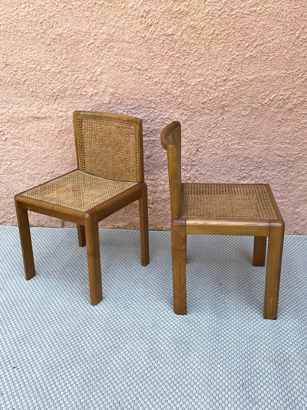 Wooden Caned Dining Side Chair | Italian Mid-century Modern | 1960s