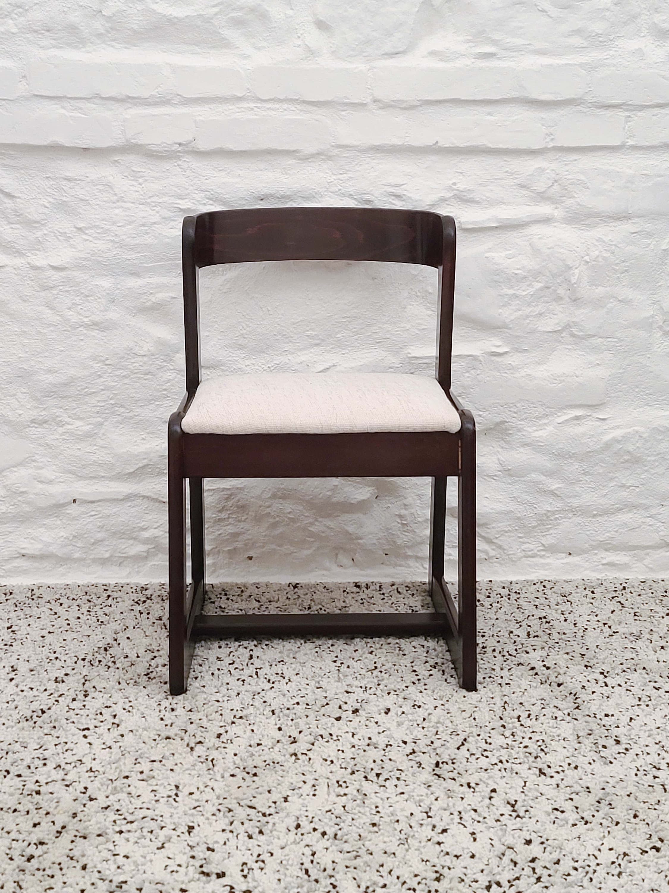 Wood and Boucle Dining Chair by Willy Rizzo for Mario Sabot | Italian Space Age | 1970s