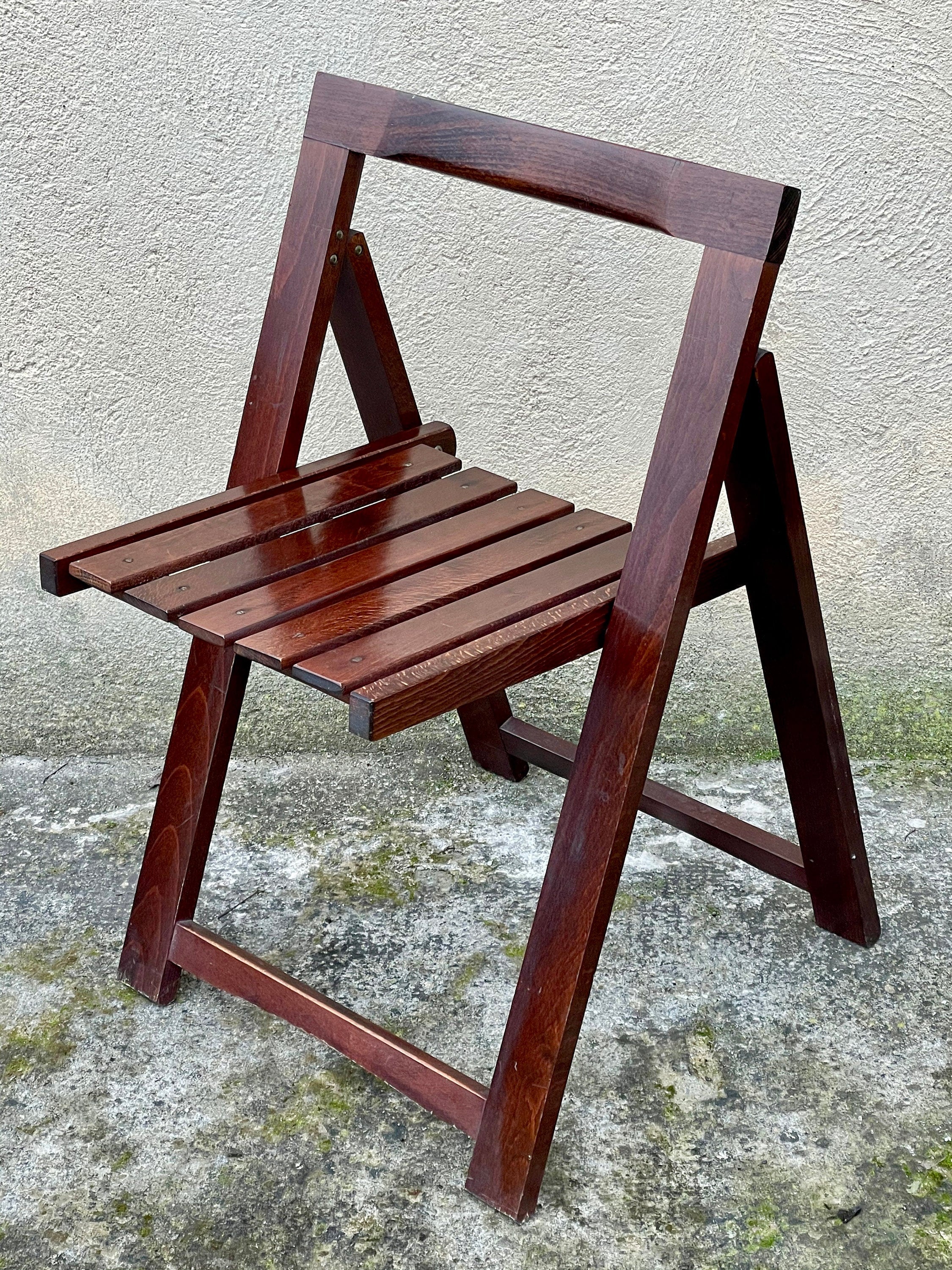 Wooden Folding Chair in the style of Aldo Jacober Trieste for Alberto Bazzani | 1960s (4 available)