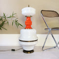 Multi-Tiered White and Orange Murano Opaline Glass Floor Lamp in | Italian Space Age | 1970s