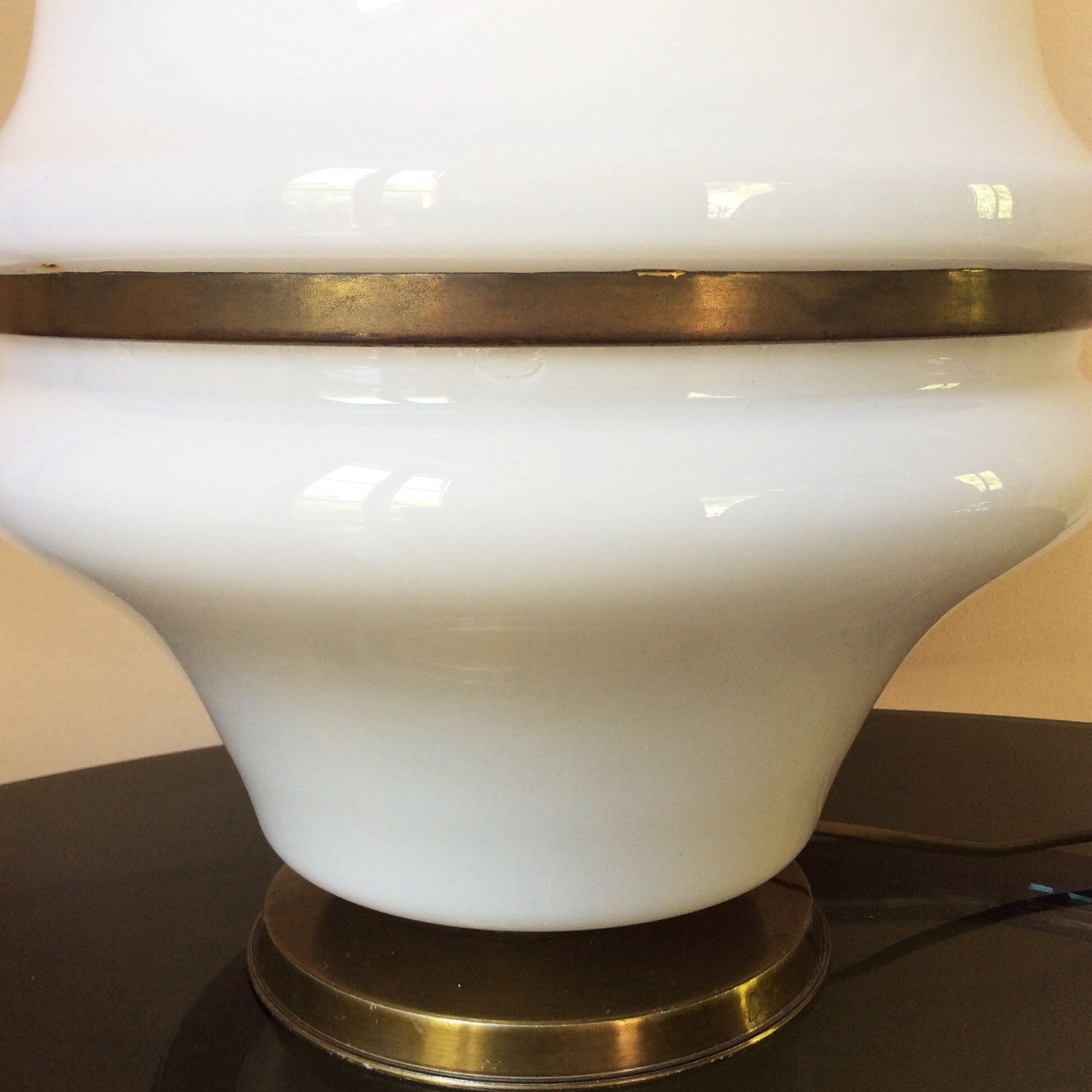 Multi-Tiered White and Orange Murano Opaline Glass Floor Lamp in | Italian Space Age | 1970s