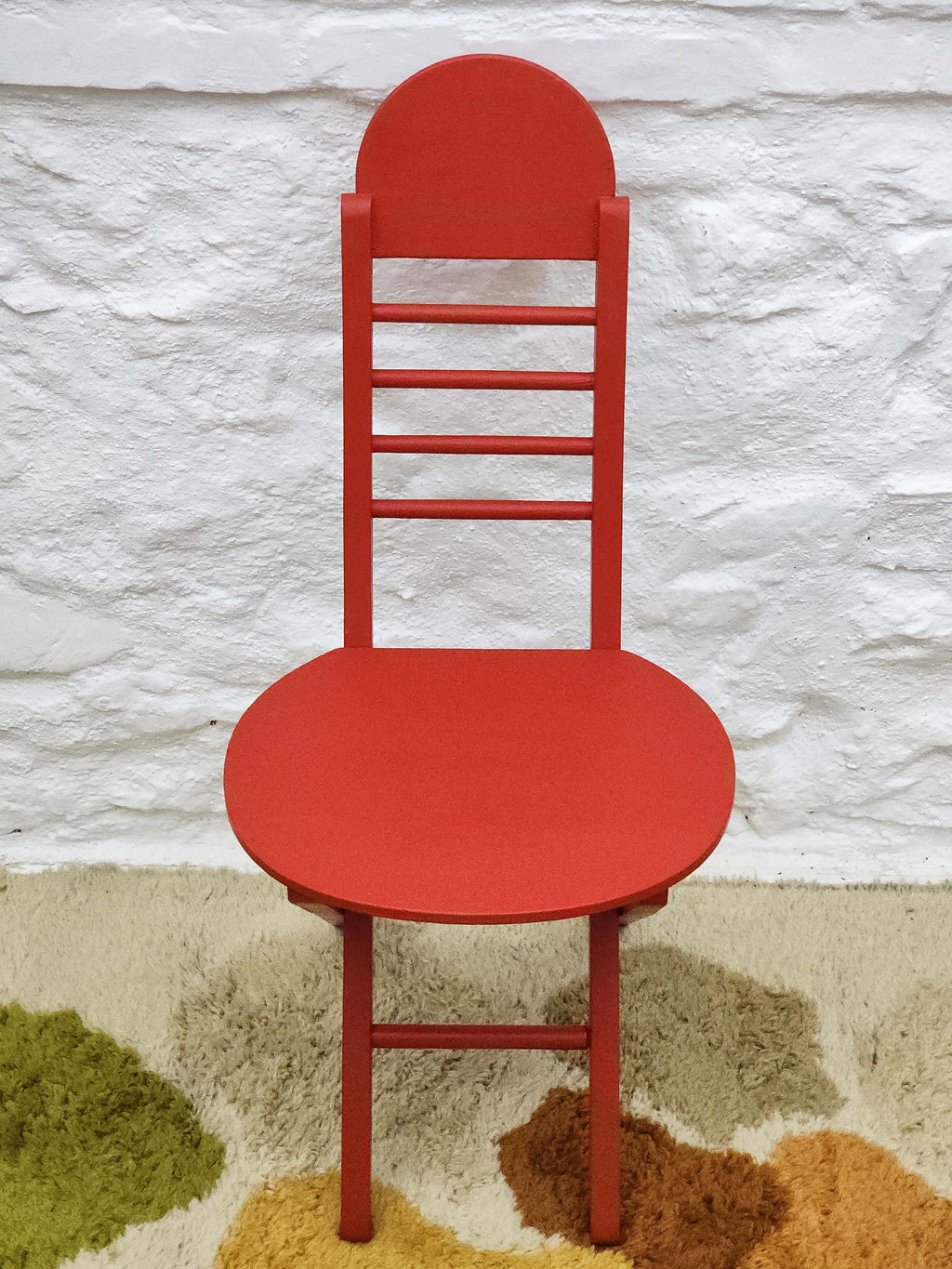 Wooden Folding Chair in Red | Italian Postmodern | 1980s