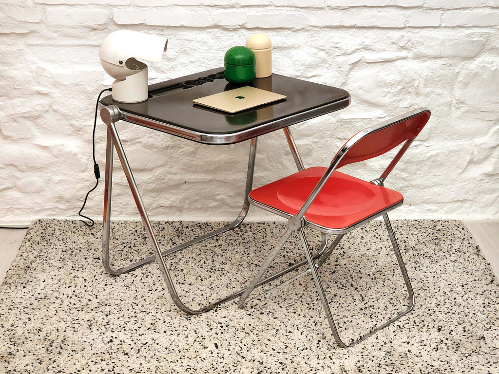 Platone Folding Desk in Ebony by Giancarlo Piretti for Castelli | Italian Space Age | 1960s