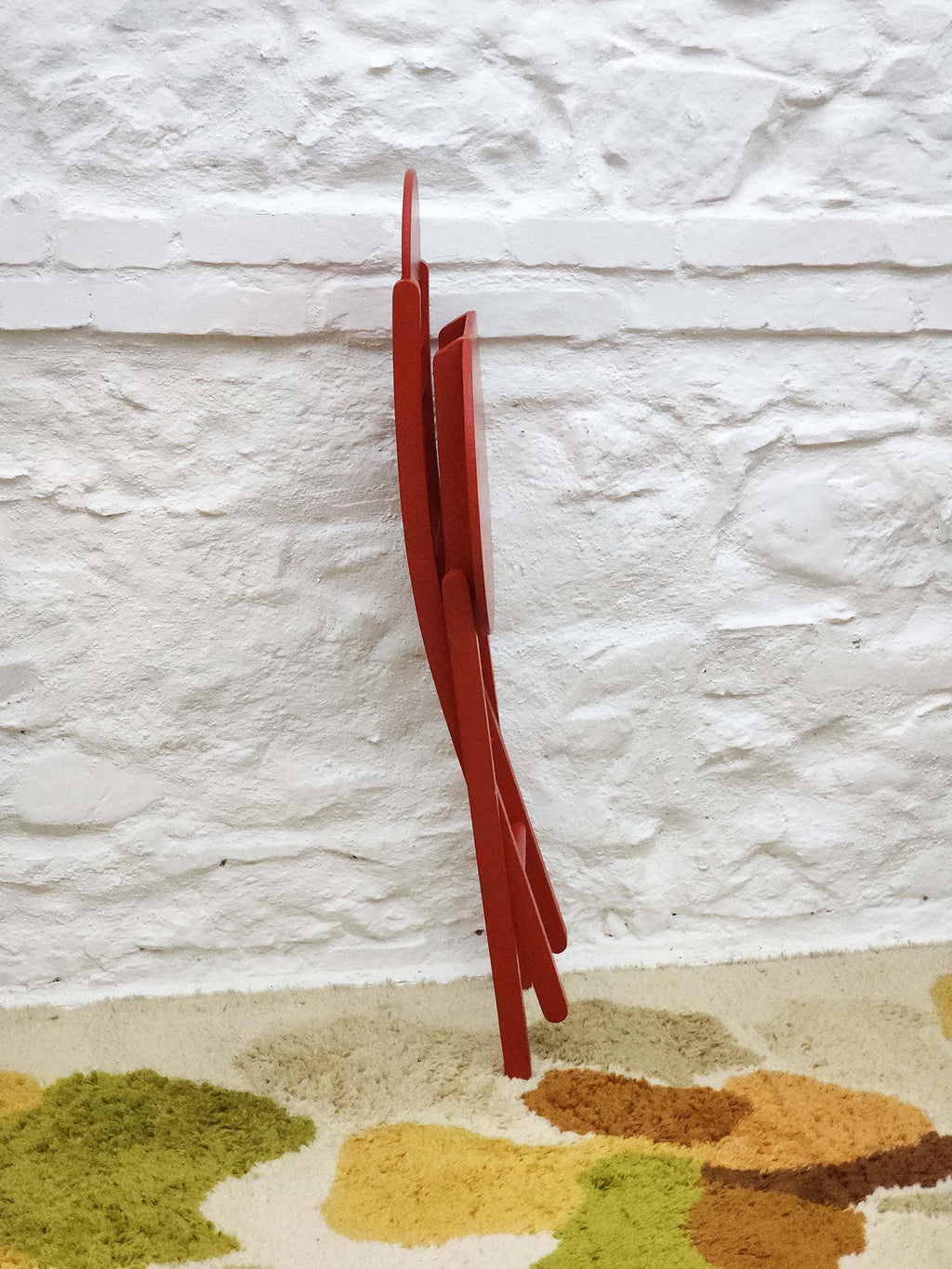 Wooden Folding Chair in Red | Italian Postmodern | 1980s