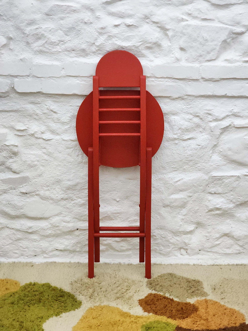 Wooden Folding Chair in Red | Italian Postmodern | 1980s