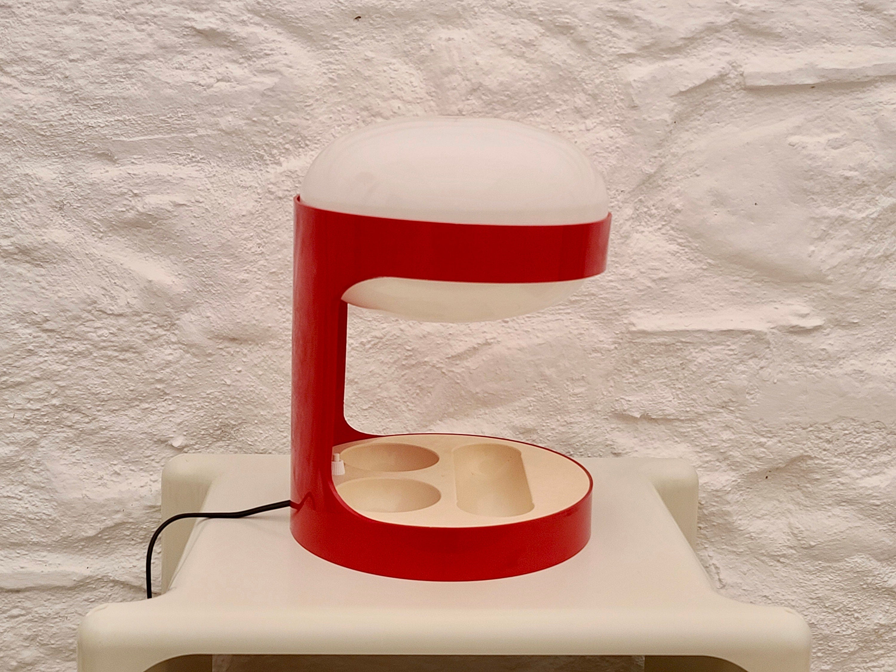 KD29 Plastic Table Lamp in Red by Joe Colombo for Kartell | Italian Space Age | 1960s