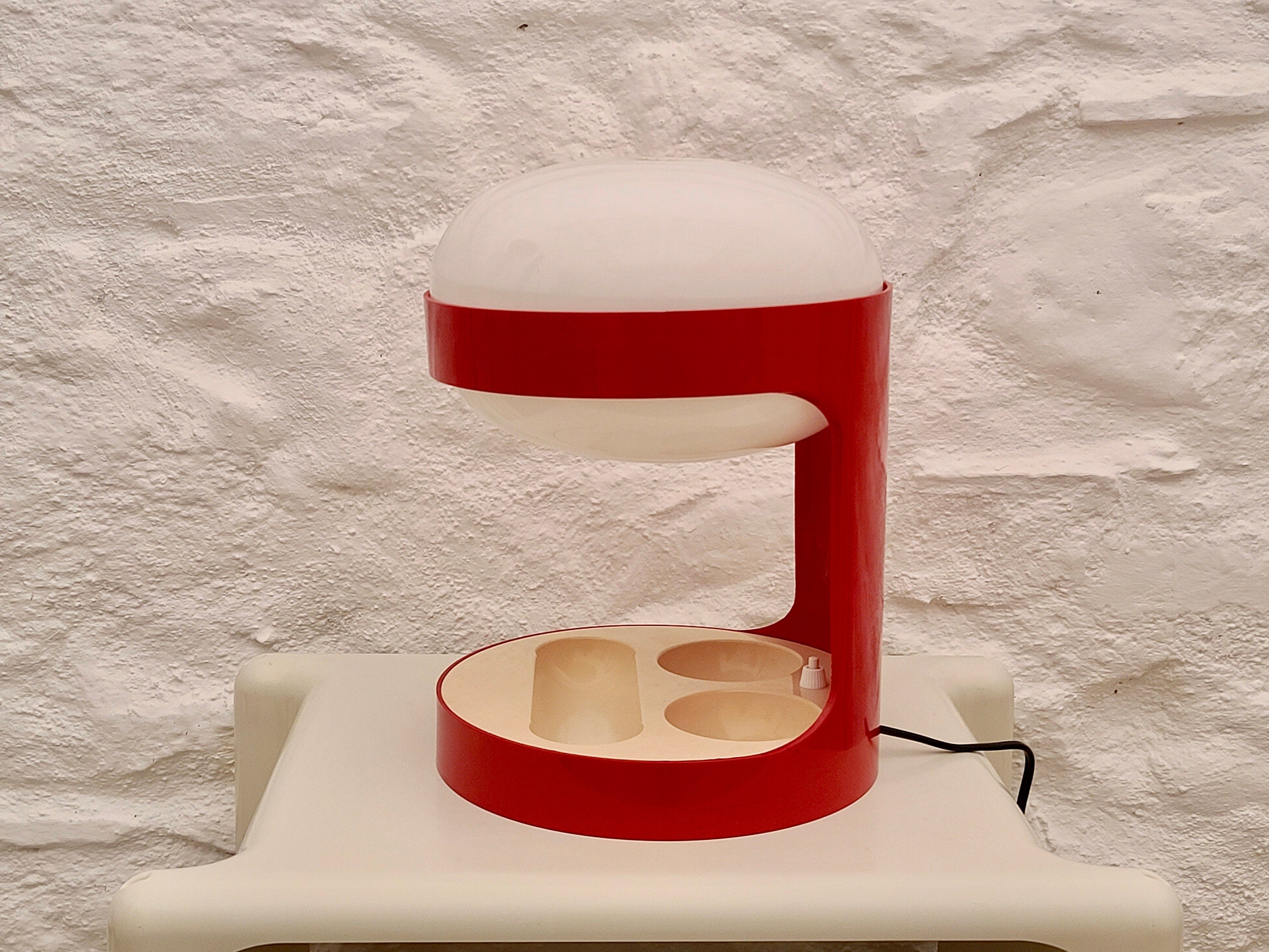 KD29 Plastic Table Lamp in Red by Joe Colombo for Kartell | Italian Space Age | 1960s