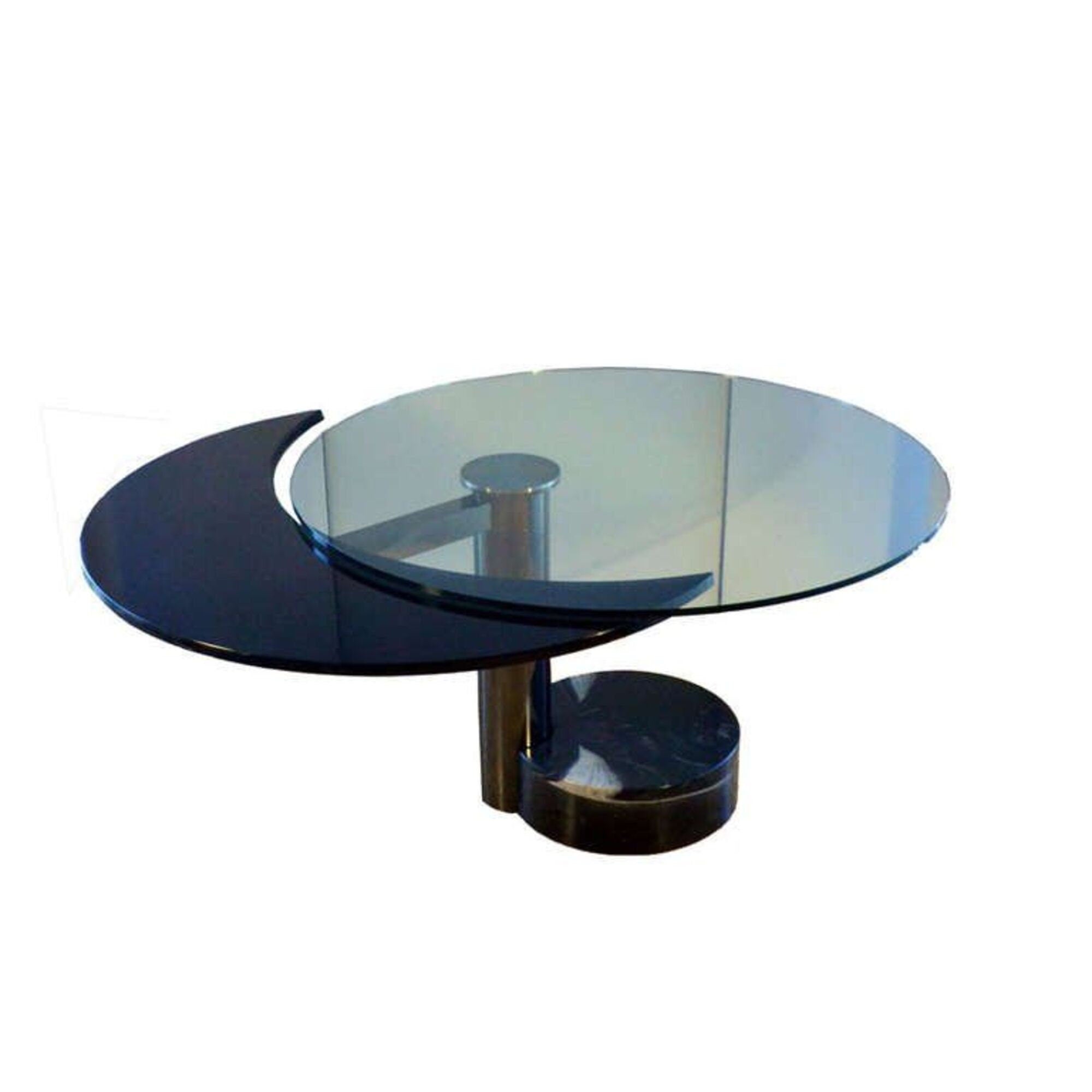 Mario Mazzer Glass Swivel Top Crescent Mezzaluna Dining Table | Italian Postmodern | 1980s