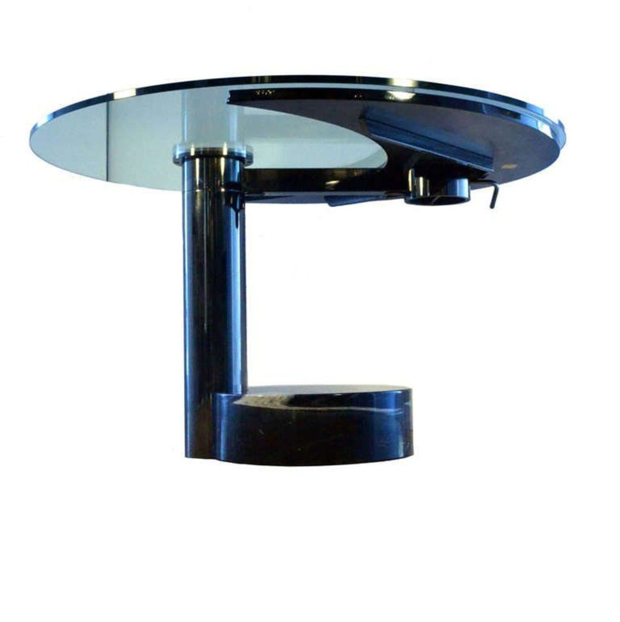 Mario Mazzer Glass Swivel Top Crescent Mezzaluna Dining Table | Italian Postmodern | 1980s