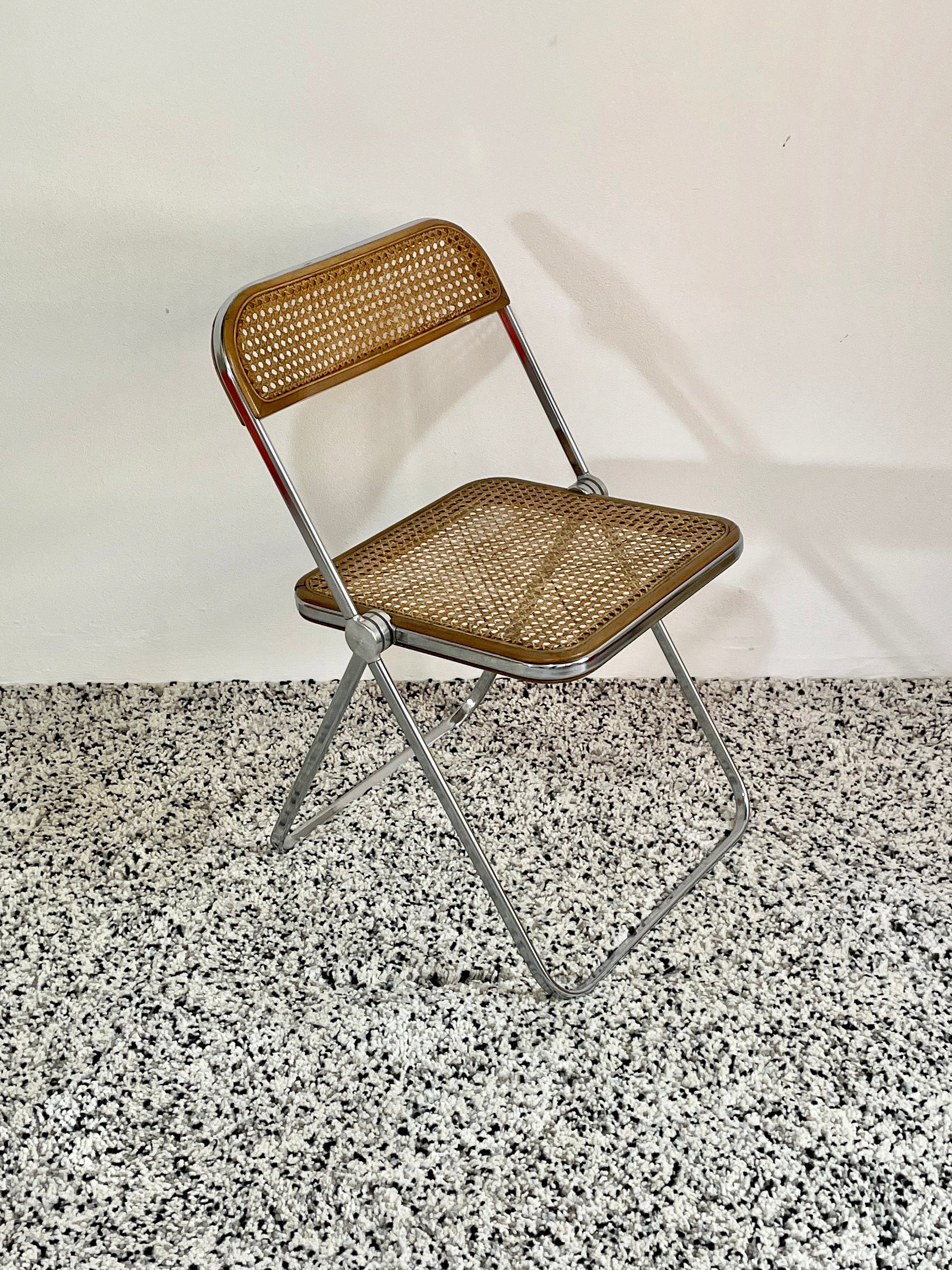 Plia Cane Folding Chair by Giancarlo Piretti for Castelli | Italian Space Age | 1960s