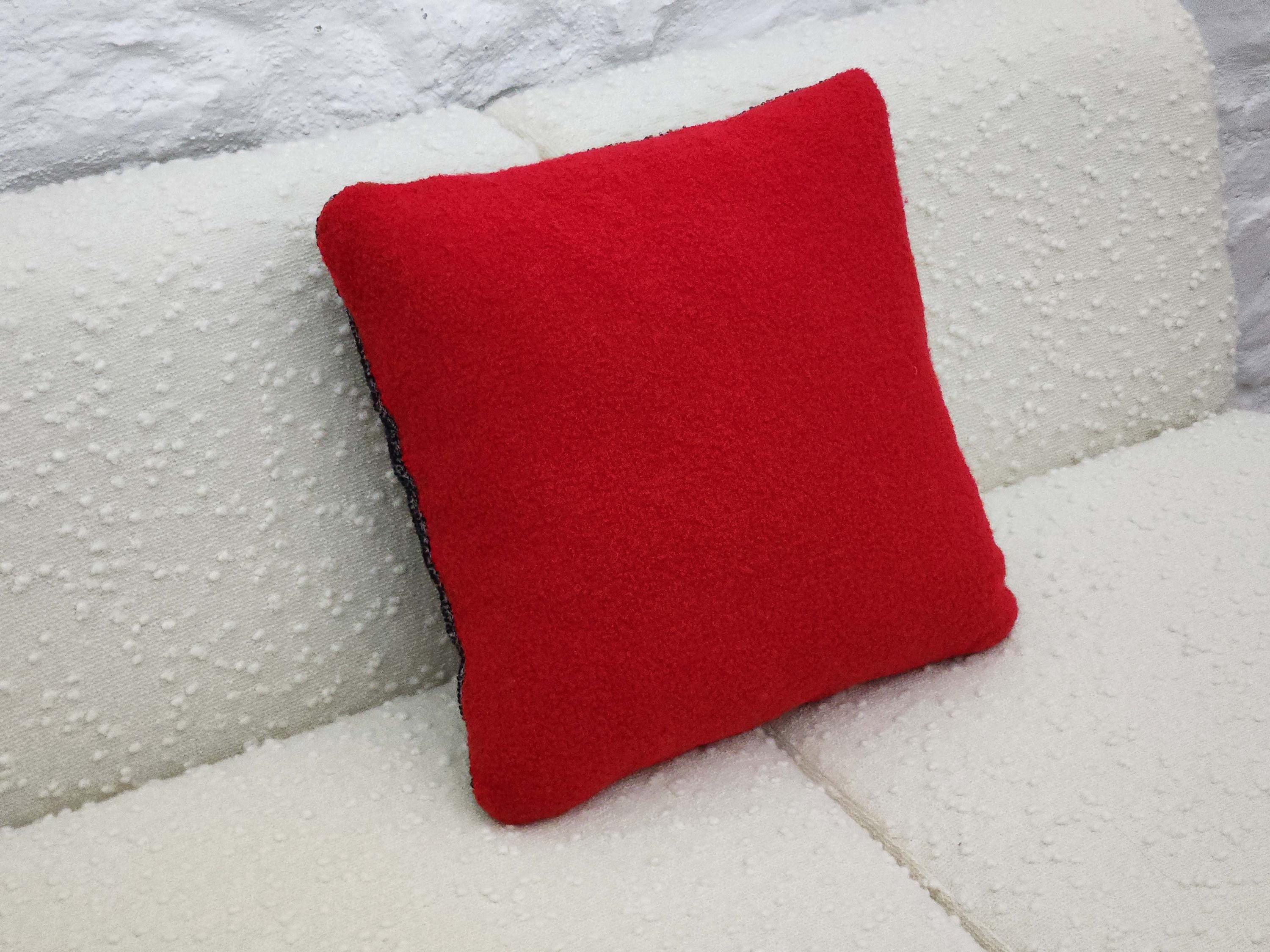 Square Pillow Cushion Cover in Red and Black Heathered Italian Boucle
