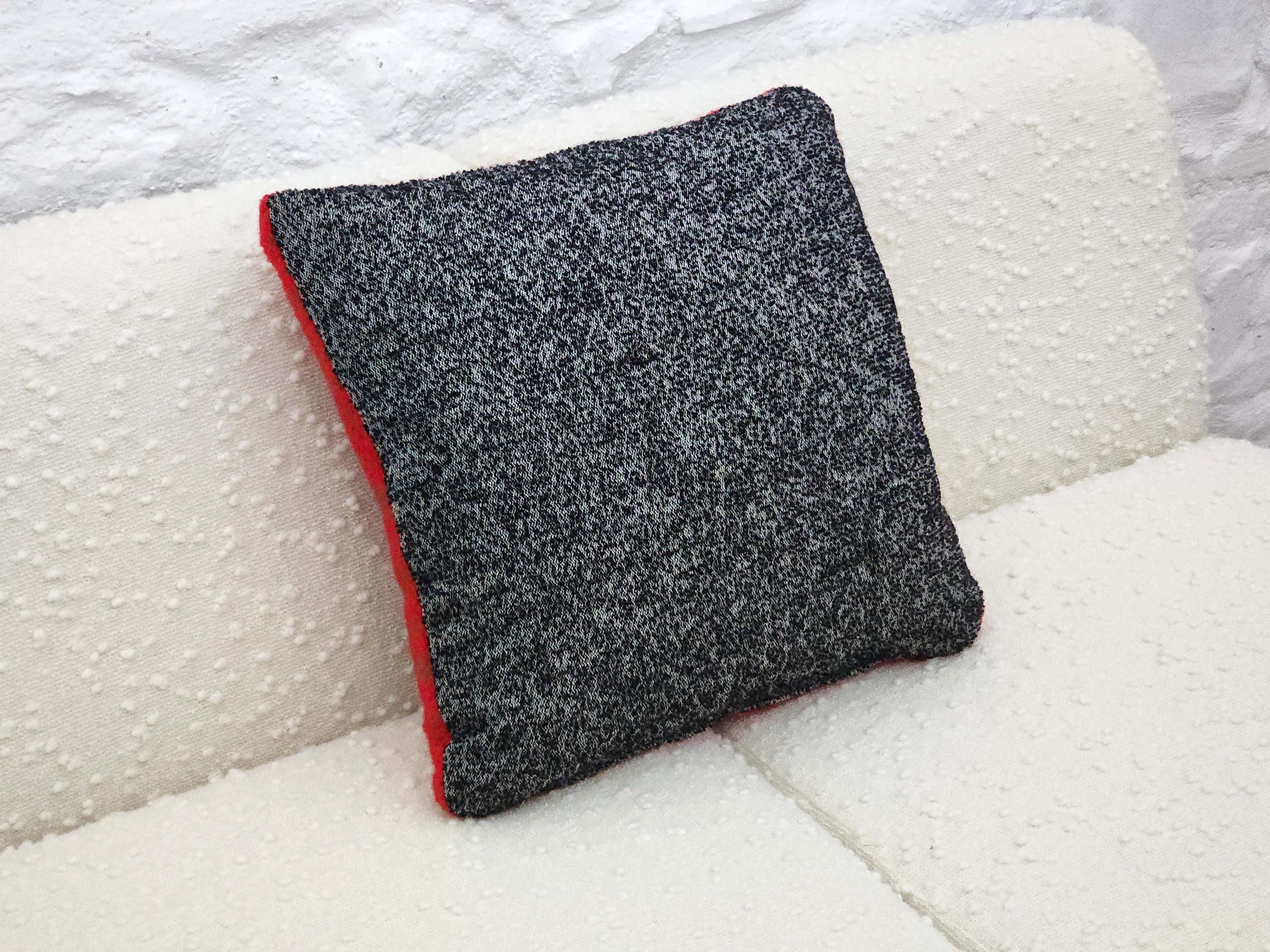 Square Pillow Cushion Cover in Red and Black Heathered Italian Boucle