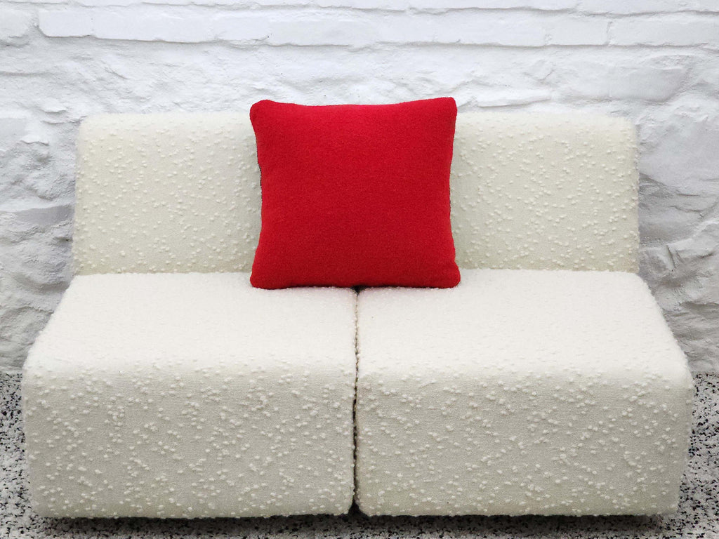 Square Pillow Cushion Cover in Red and Black Heathered Italian Boucle