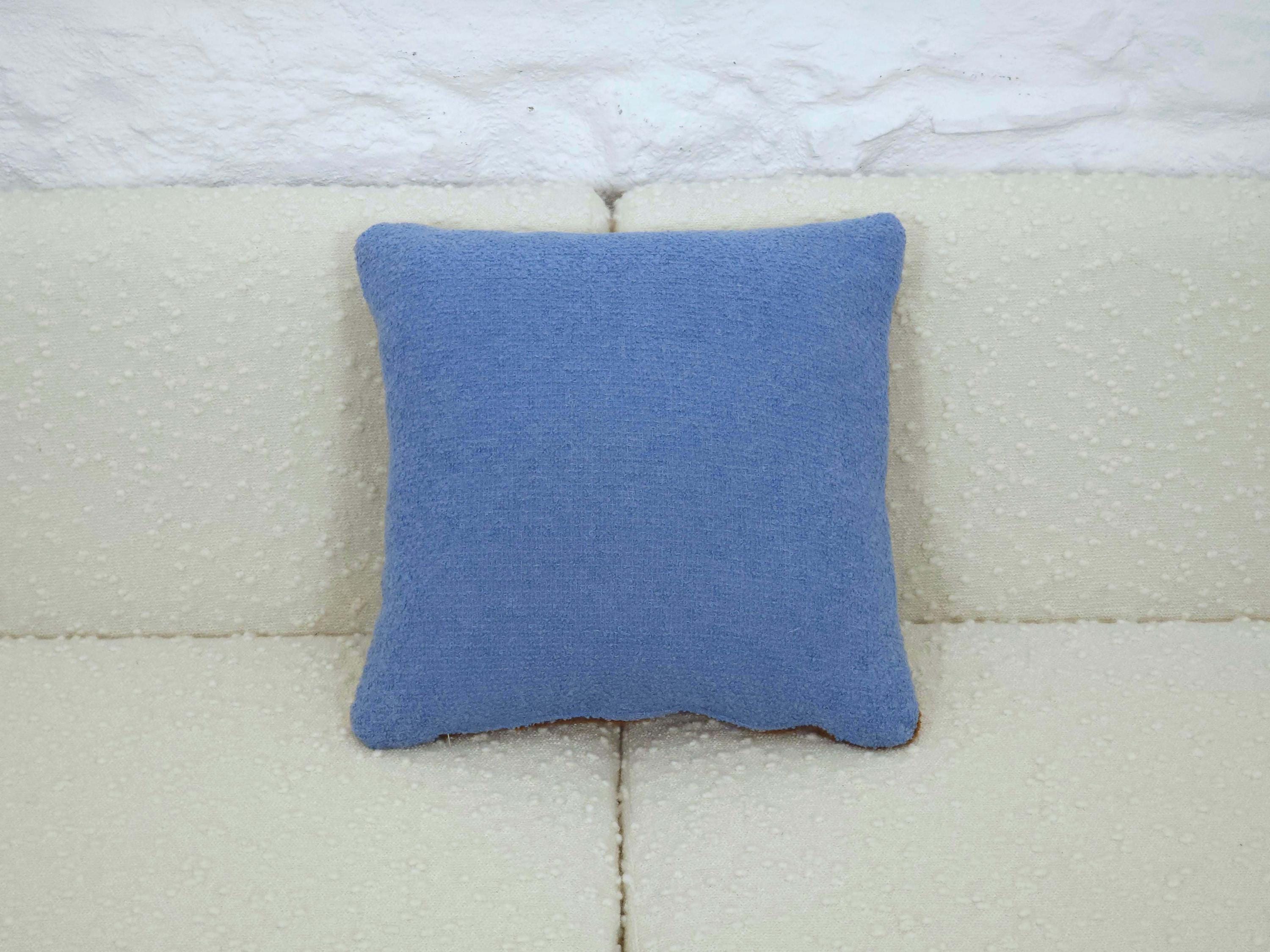 Square Pillow Cushion Cover in Blue and Brown Italian Boucle