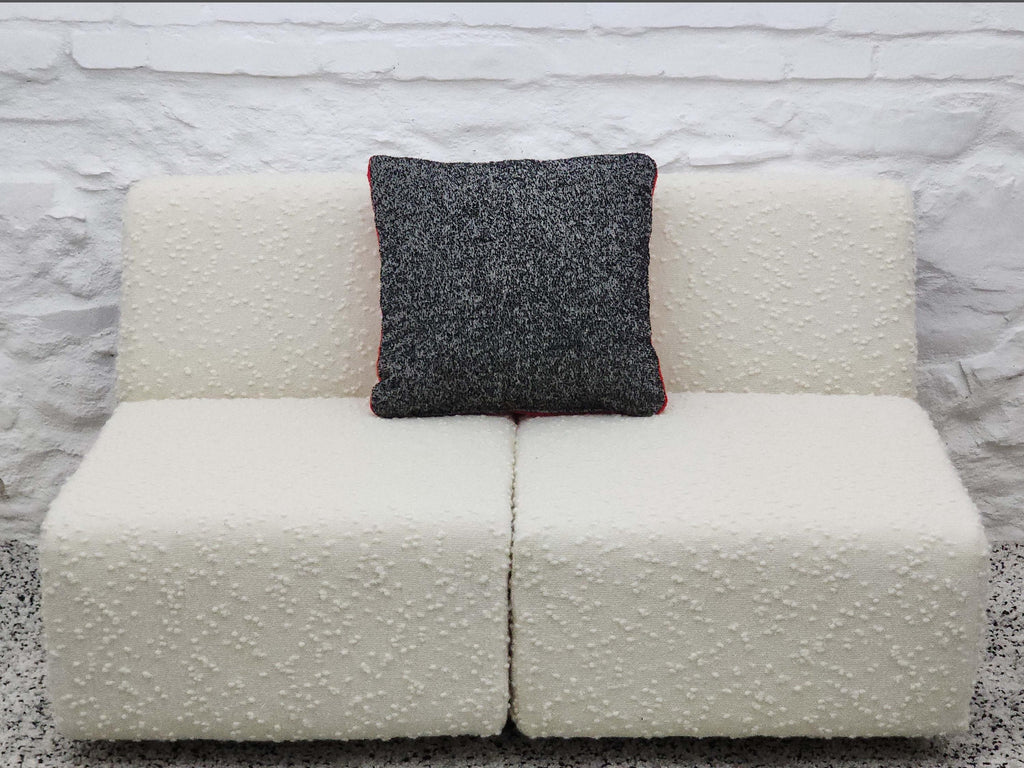 Square Pillow Cushion Cover in Red and Black Heathered Italian Boucle