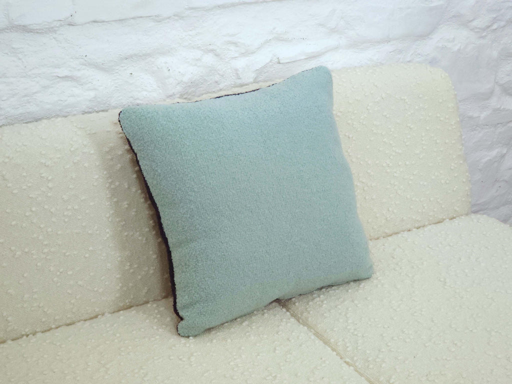 Square Pillow Cushion Cover in Aqua and Navy Italian Boucle