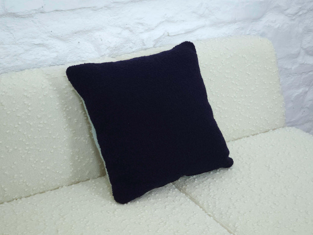 Square Pillow Cushion Cover in Aqua and Navy Italian Boucle