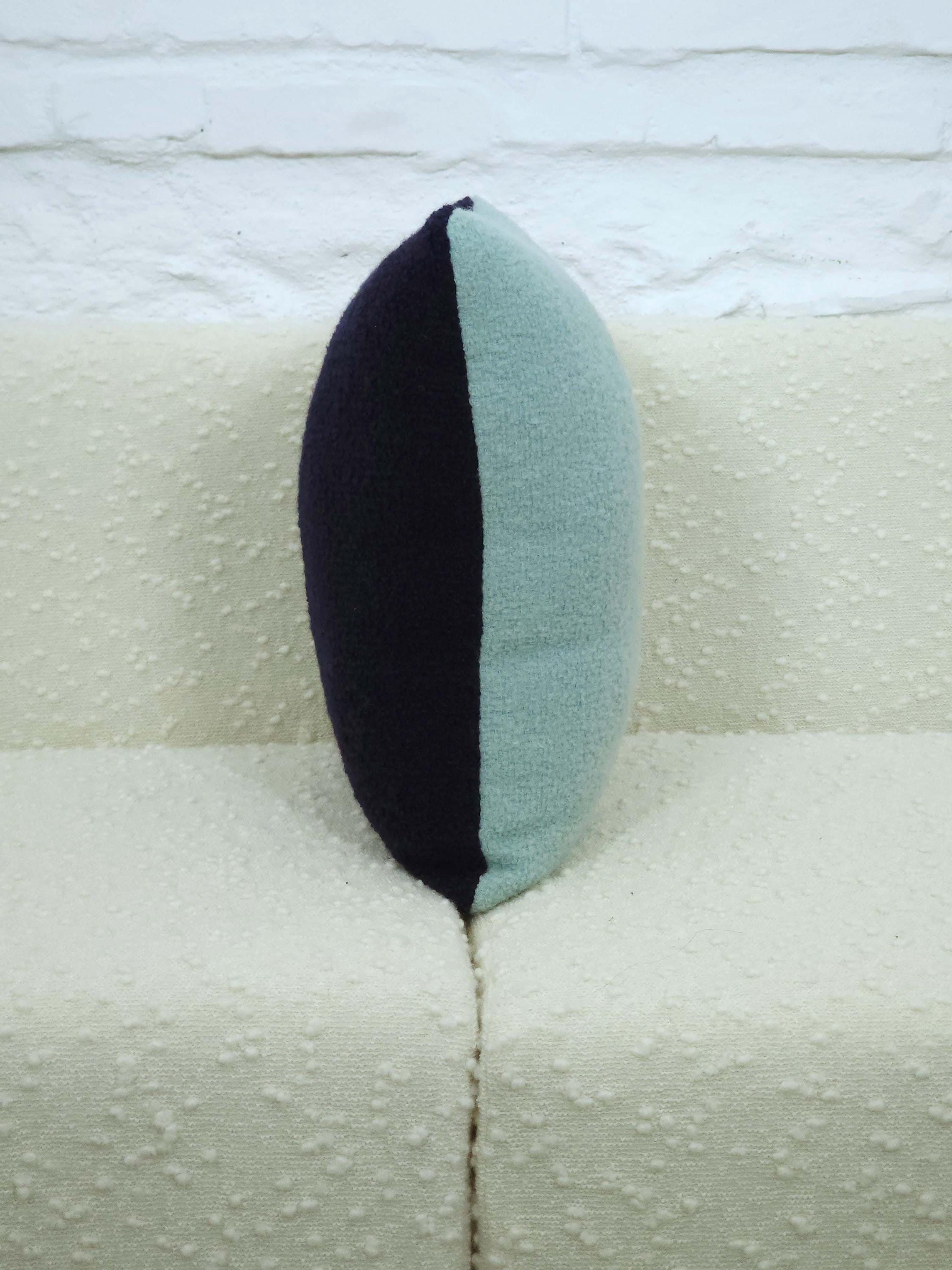 Square Pillow Cushion Cover in Aqua and Navy Italian Boucle