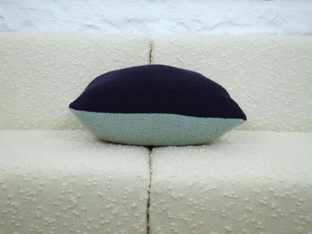 Square Pillow Cushion Cover in Aqua and Navy Italian Boucle