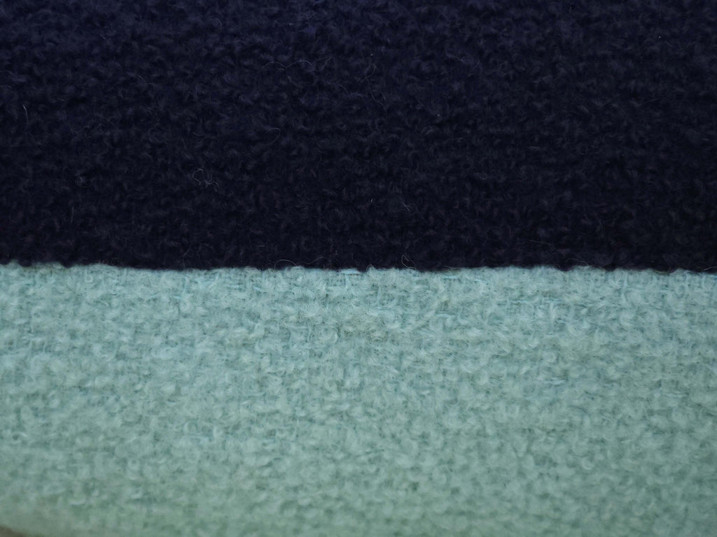 Square Pillow Cushion Cover in Aqua and Navy Italian Boucle