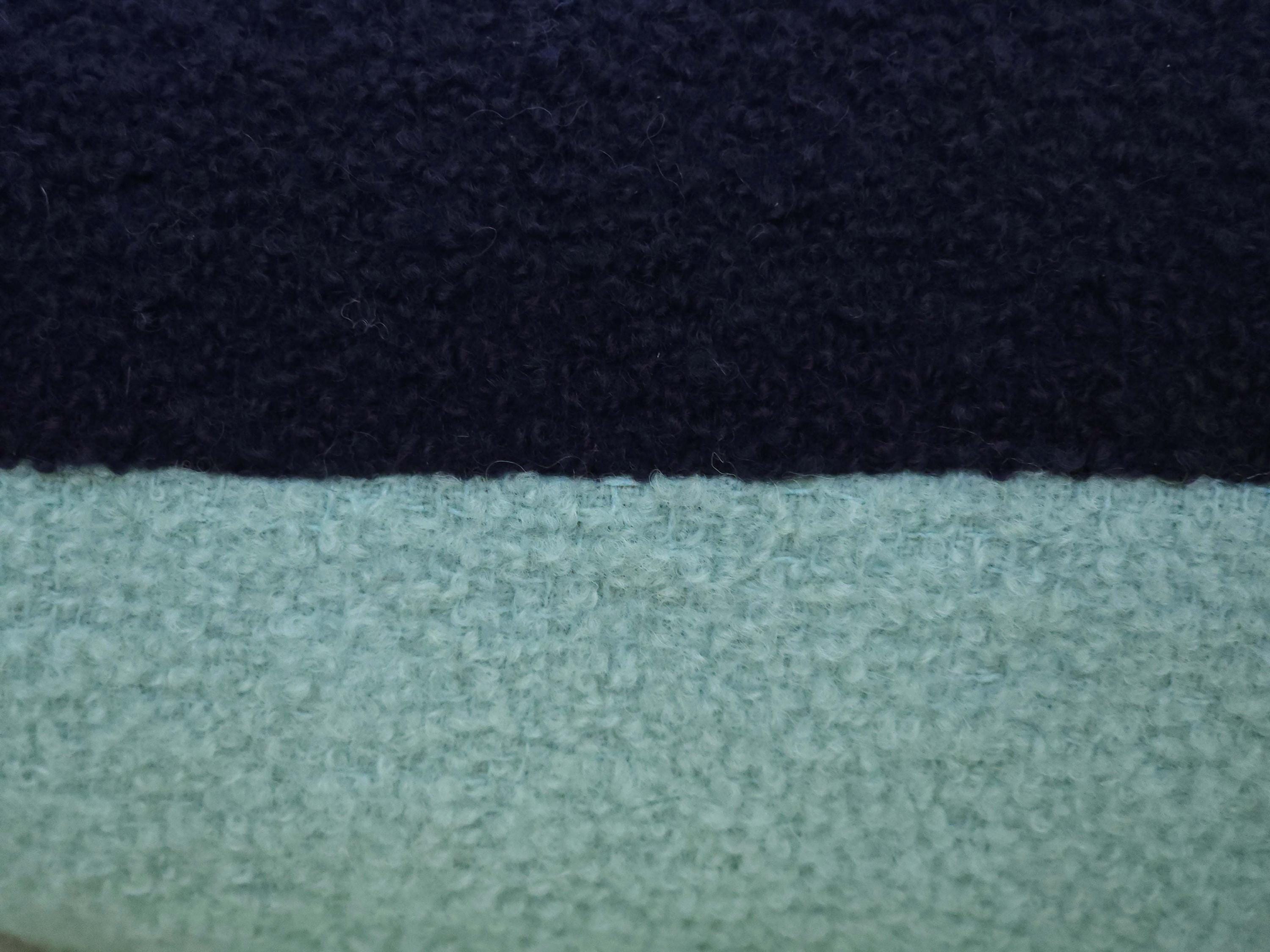 Square Pillow Cushion Cover in Aqua and Navy Italian Boucle