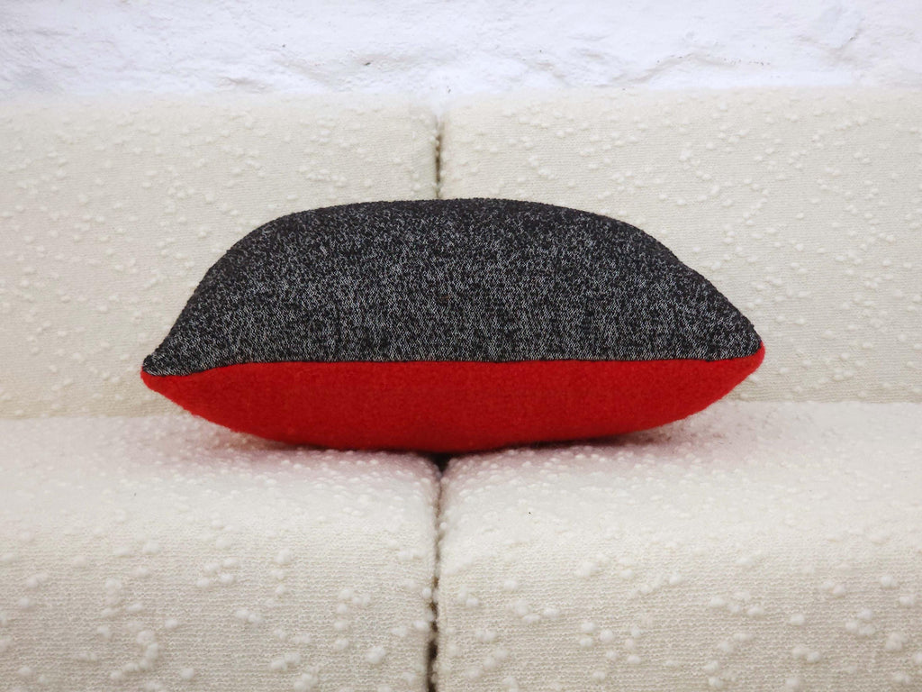 Square Pillow Cushion Cover in Red and Black Heathered Italian Boucle