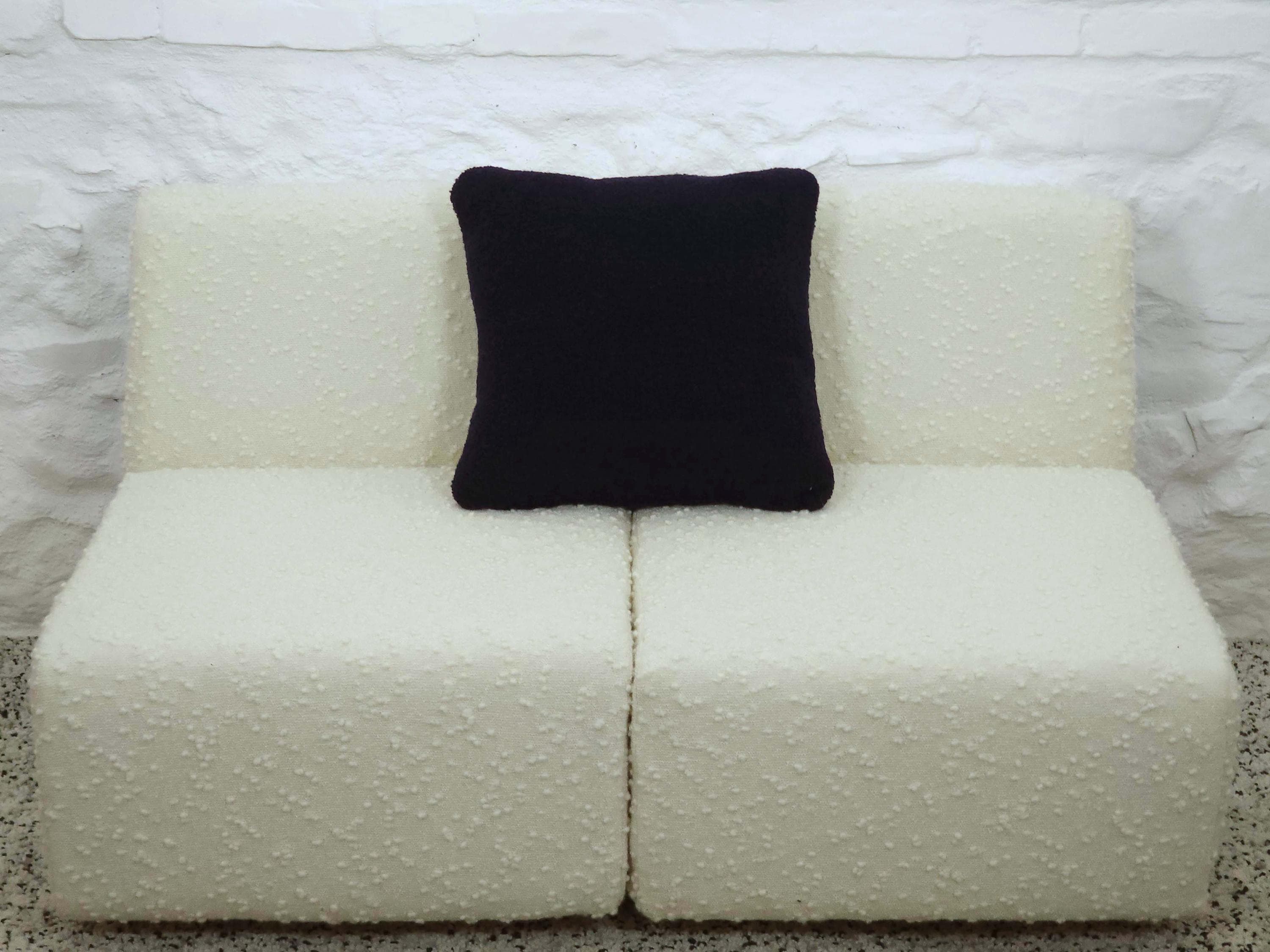 Square Pillow Cushion Cover in Navy Italian Boucle