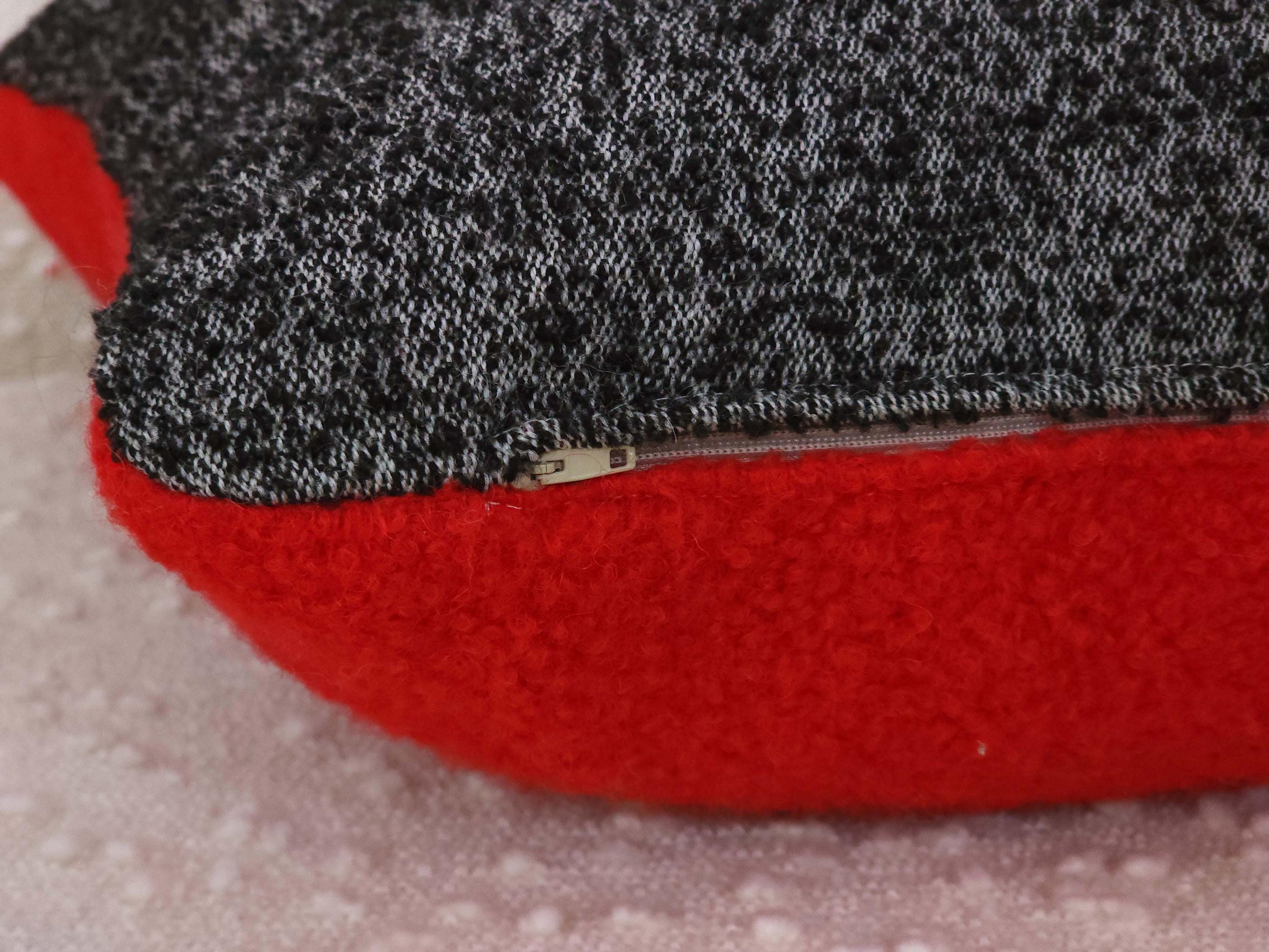 Square Pillow Cushion Cover in Red and Black Heathered Italian Boucle