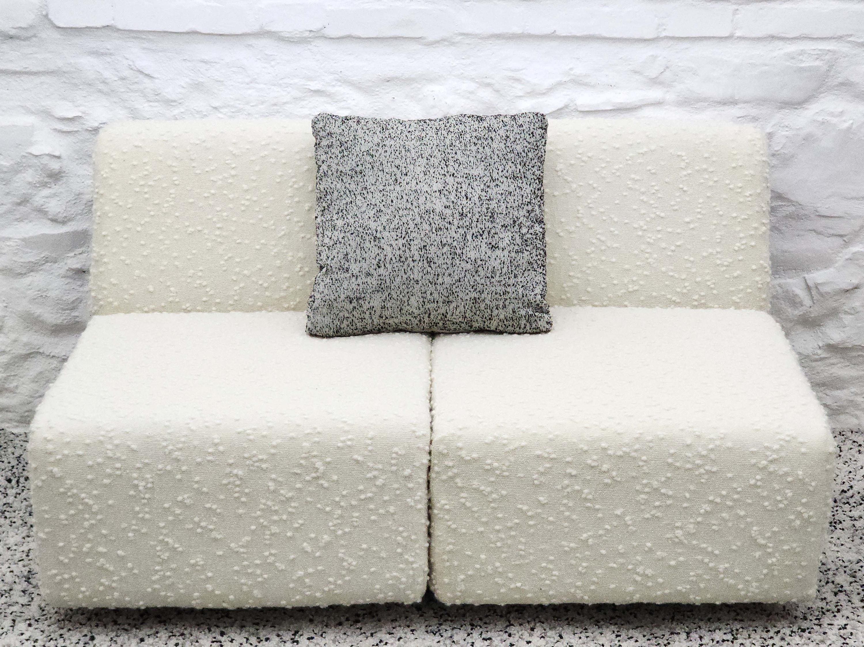 Square Pillow Cushion Cover in Black Heathered Italian Boucle